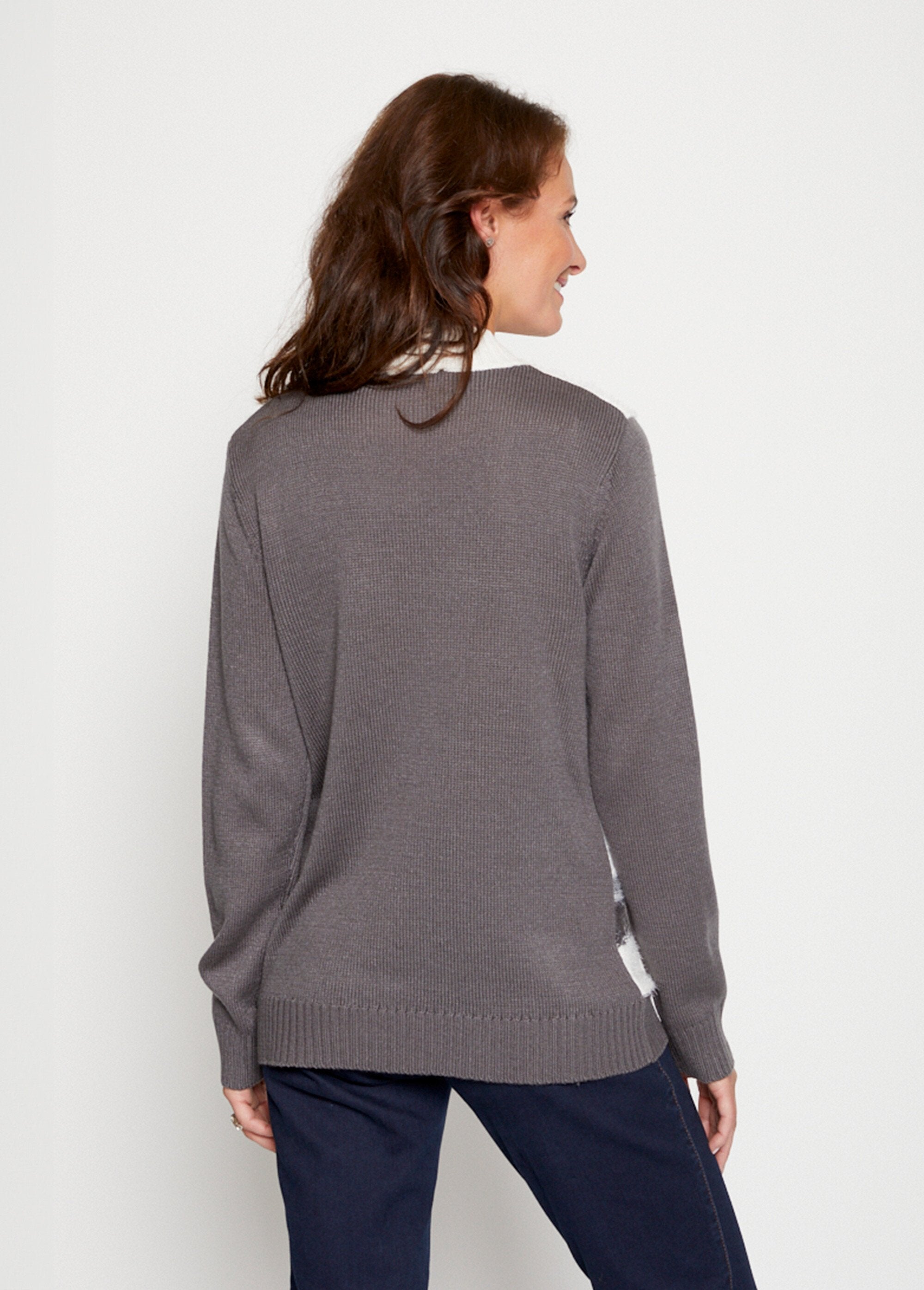 Maglione_a_maniche_lunghe_in_maglia_pelosa_Ecru_et_gris_DO1_slim