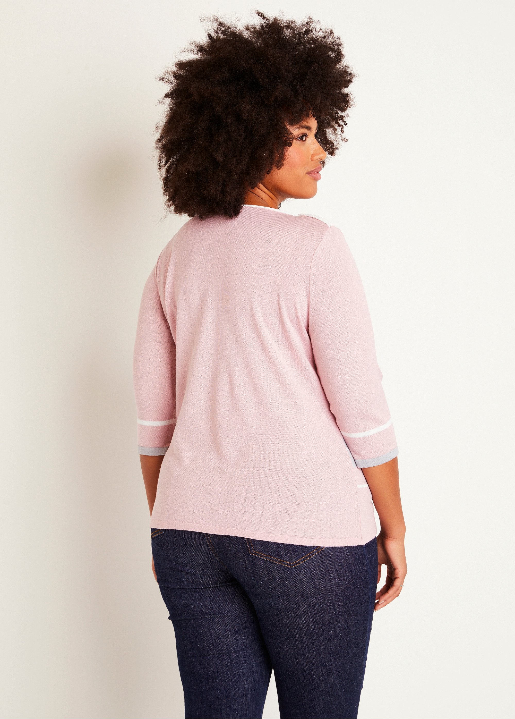 Maglia_con_scollo_a_barca_e_maniche_a_3/4_Rosa_e_grigio_DO1_curvy