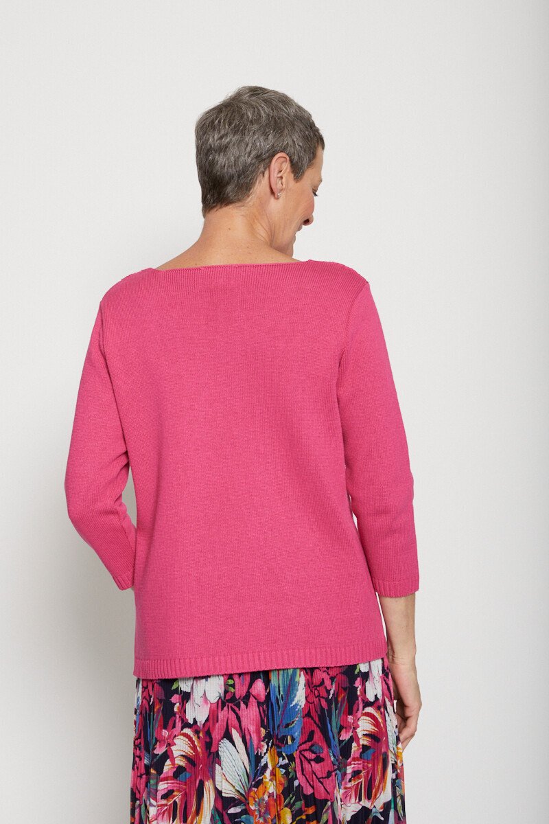 Maglia_traforata_con_maniche_a_3/4_Fucsia_DO1_slim