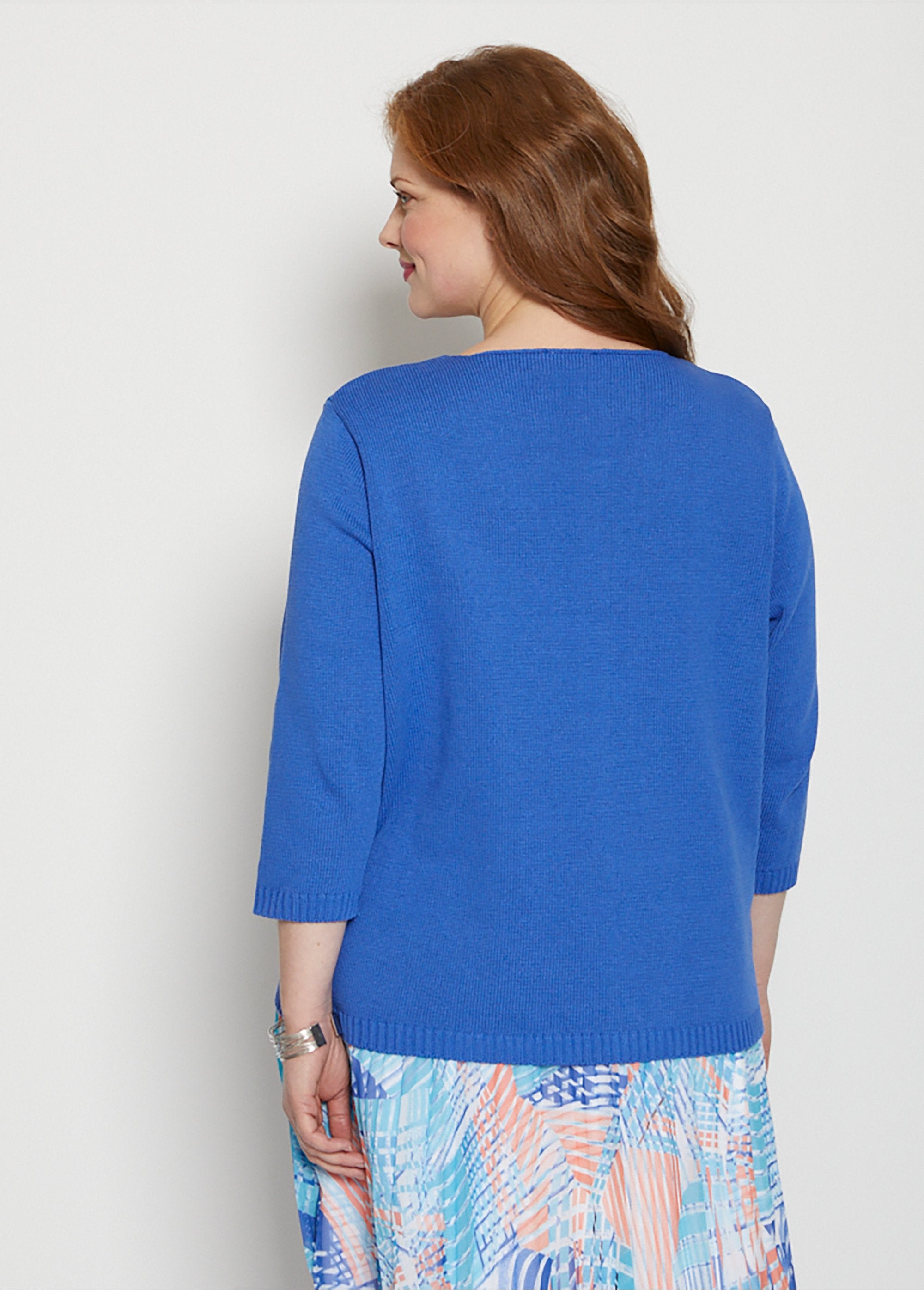 Maglia_traforata_con_maniche_a_3/4_BLU_DO1_curvy