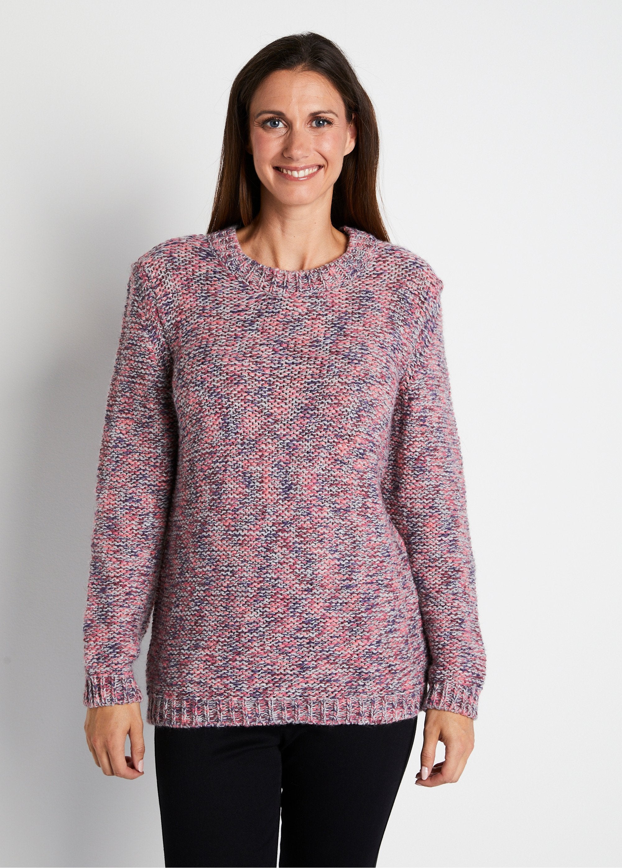 Maglione_sagomato_con_scollo_rotondo_in_lana_e_alpaca_Rosa_e_grigio_FA1_slim