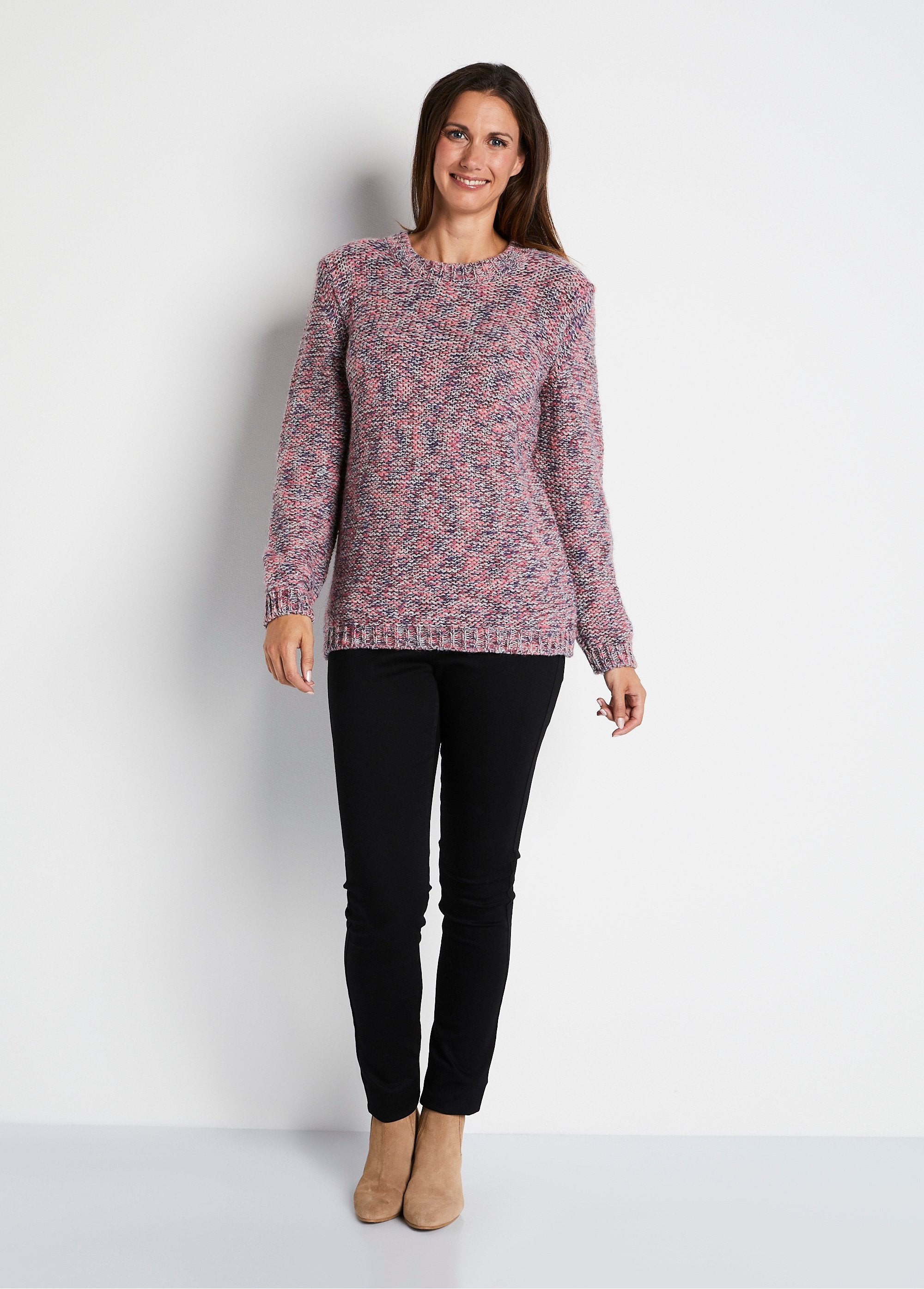 Maglione_sagomato_con_scollo_rotondo_in_lana_e_alpaca_Rosa_e_grigio_SF1_slim