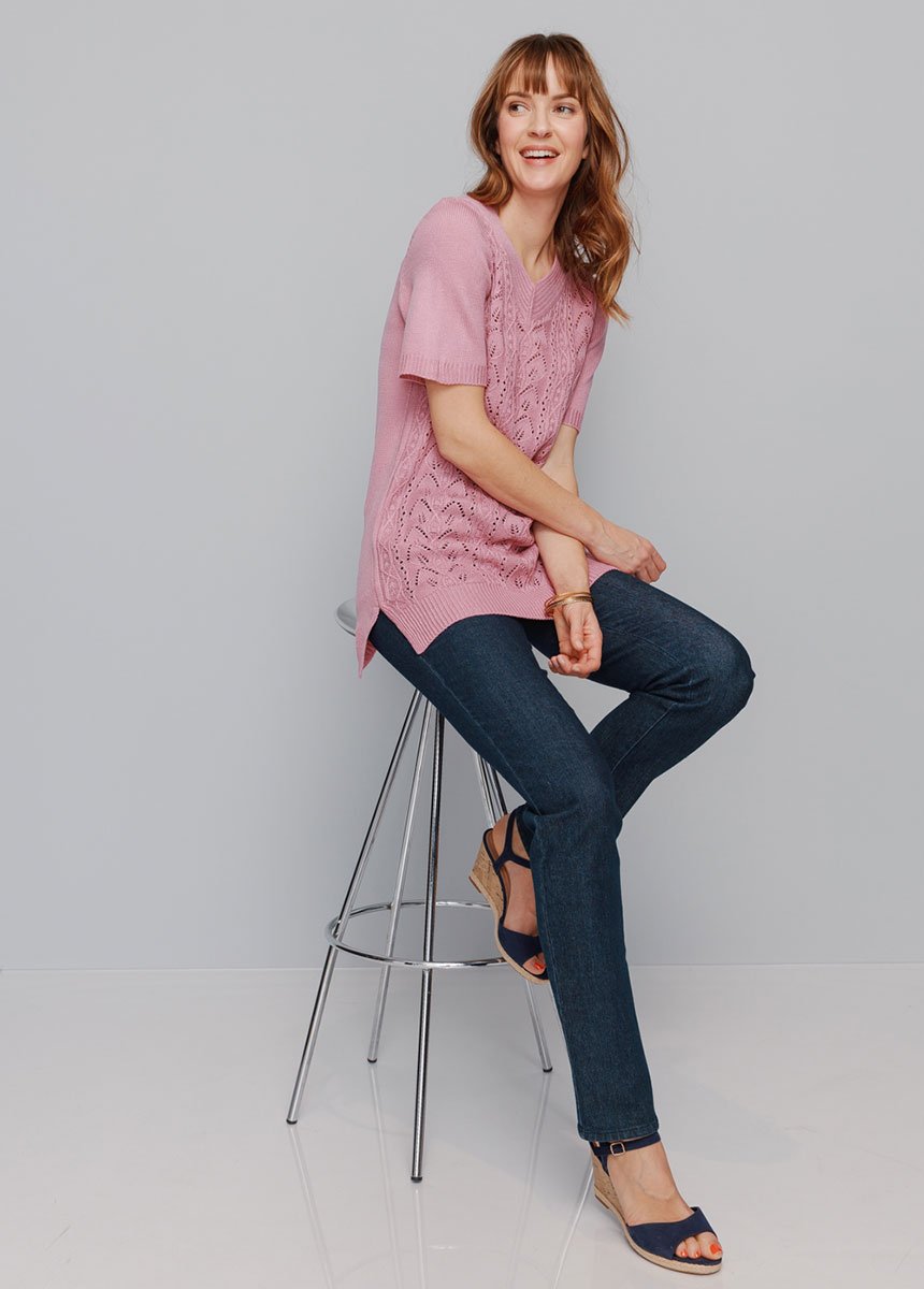 Maglia_a_tunica_lunga_con_scollo_a_V_Rose_SF1_slim