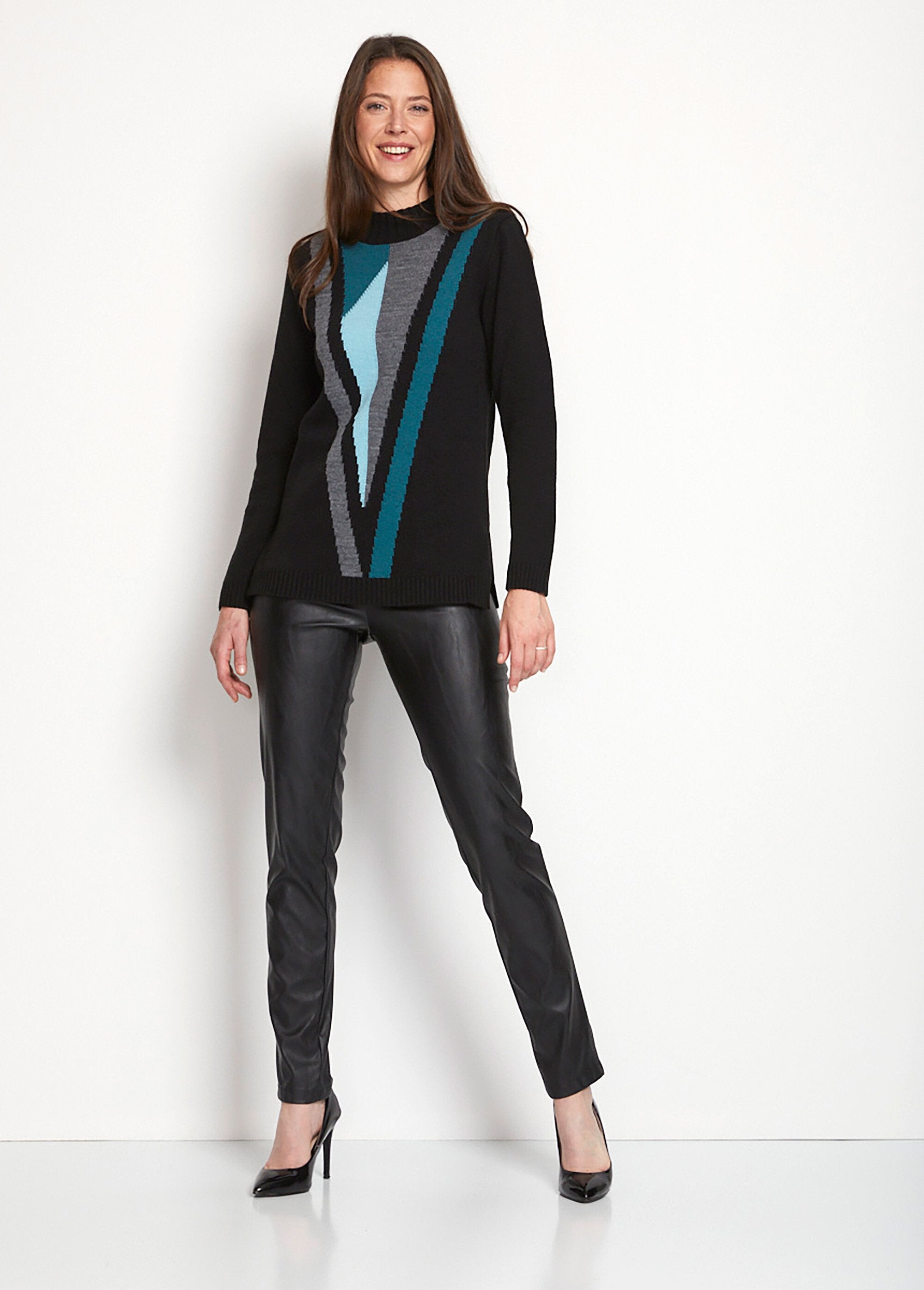 Maglia_a_tunica_in_jacquard_con_collo_alto_Nero_e_verde_SF1_slim