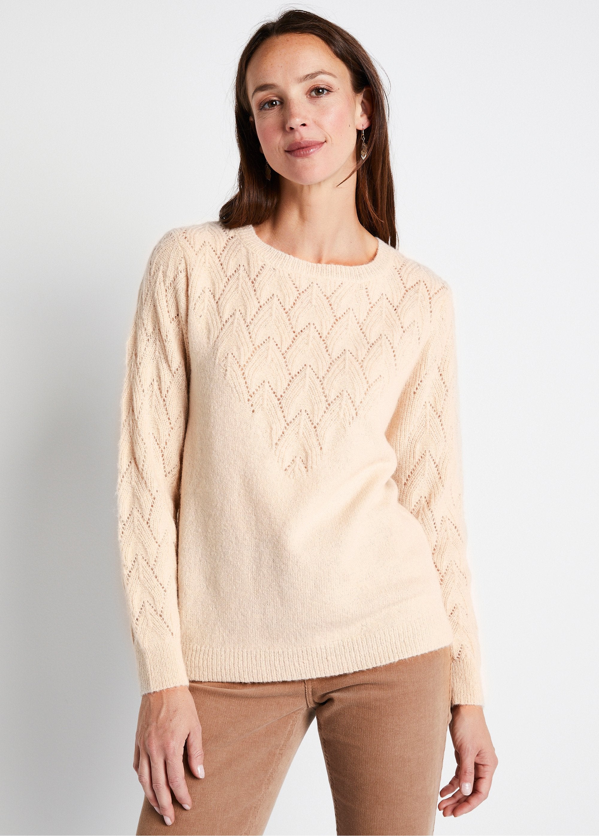 Morbido_maglione_tinta_unita_con_scollo_rotondo_in_maglia_fantasia_Beige_FA1_slim