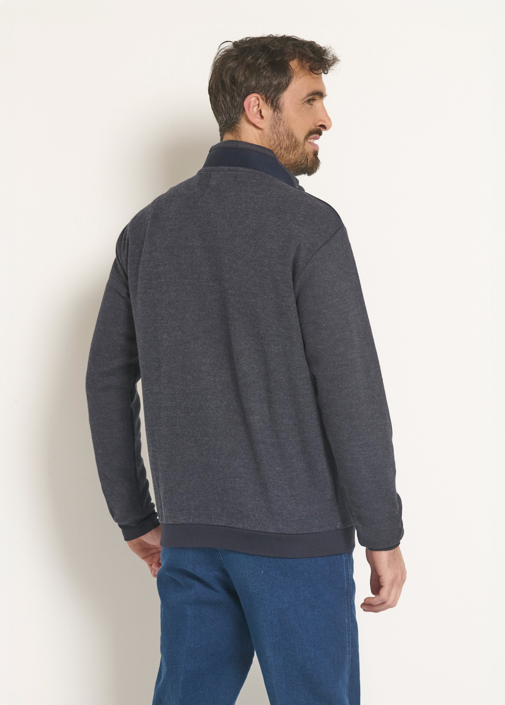 Maglia_con_zip_screziata_e_colletto_rialzato_Bleu_DO1_slim