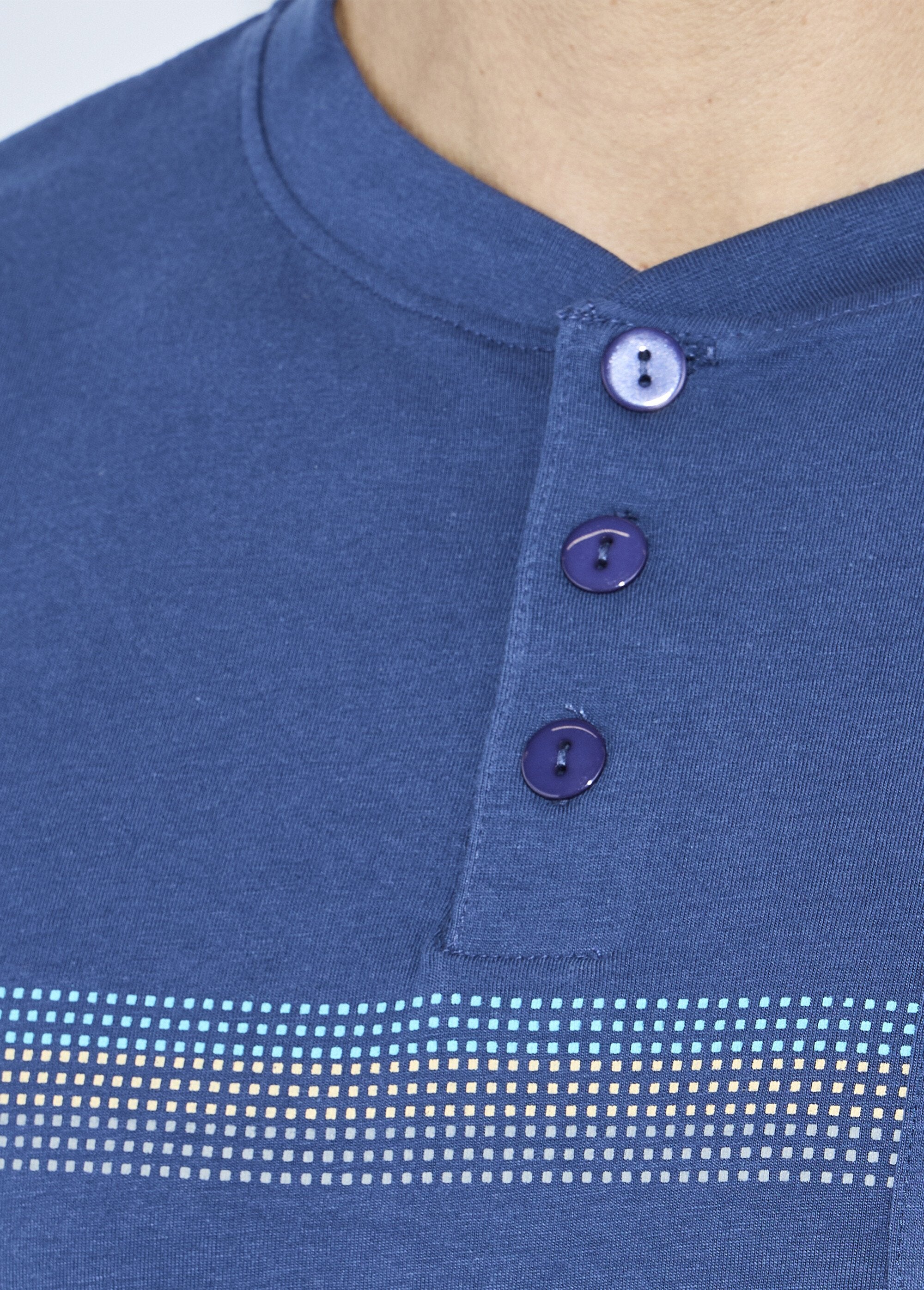 Pyjama_col_tunisien_jersey_coton_bas_resserrés_Bleu_DE1_slim