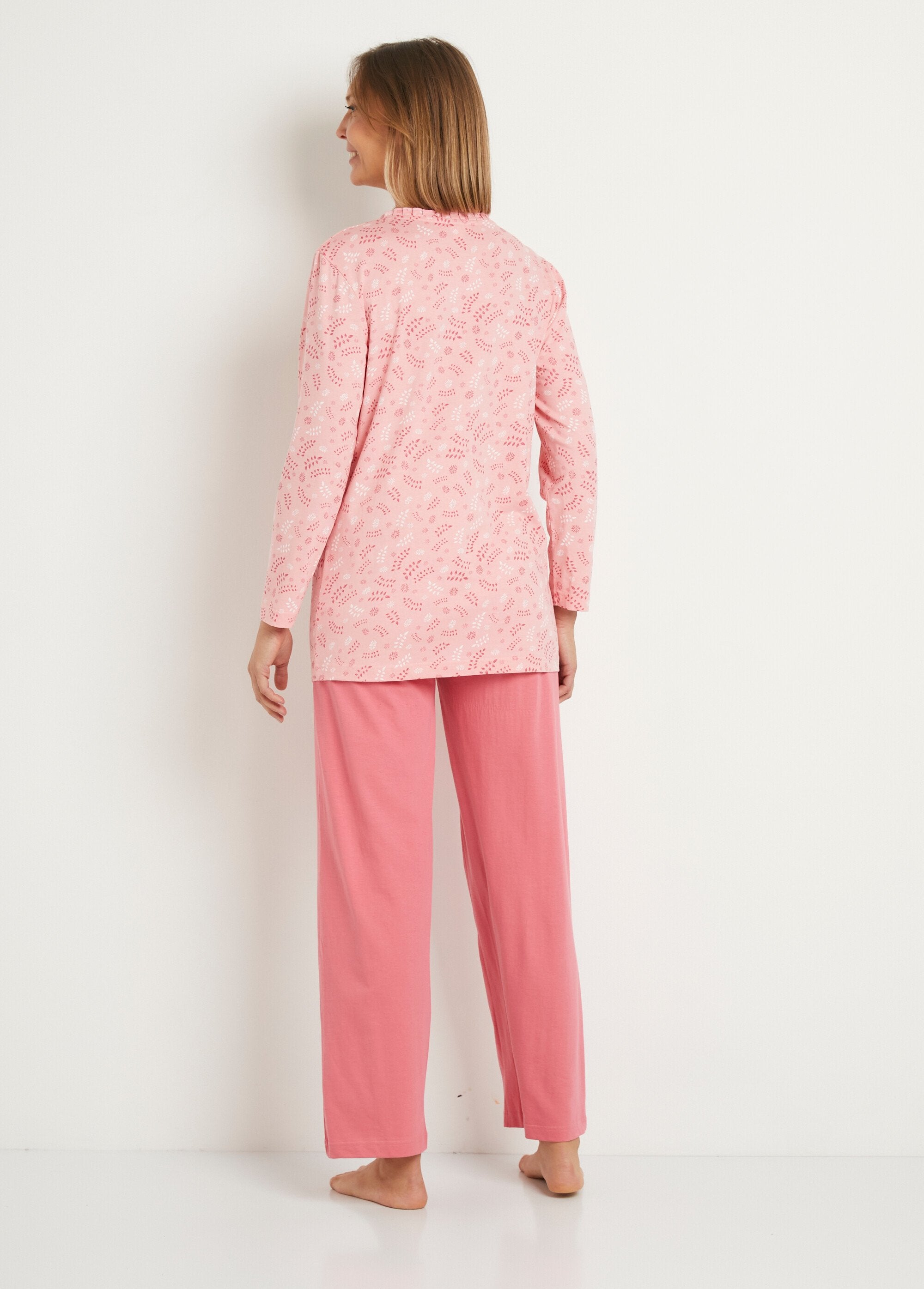 Pyjama_imprimé_boutonné_coton_manches_longues_Imprime_rose_DO1_slim