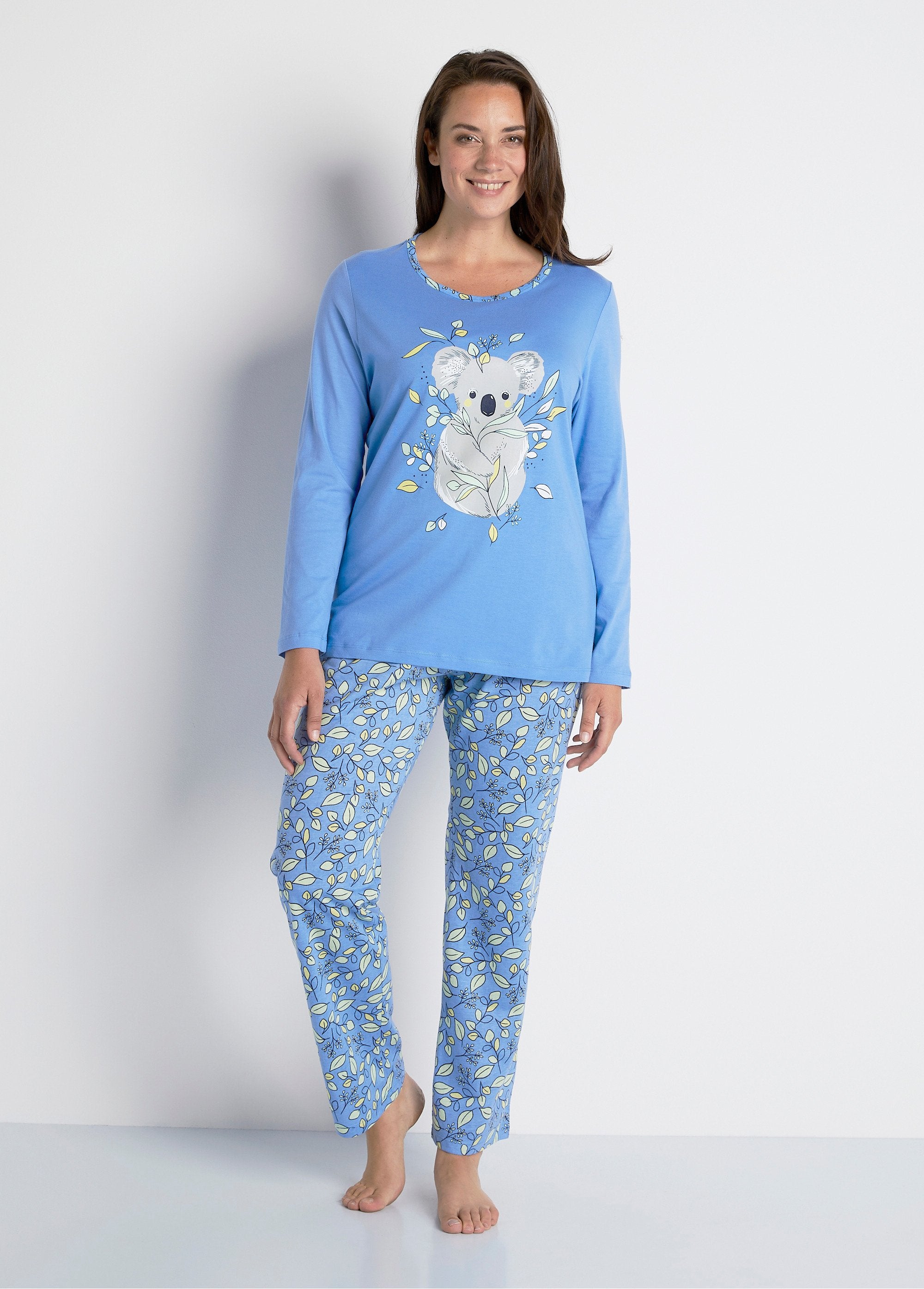 Pigiama_in_cotone_con_stampa_Koala_BLU_FA1_curvy