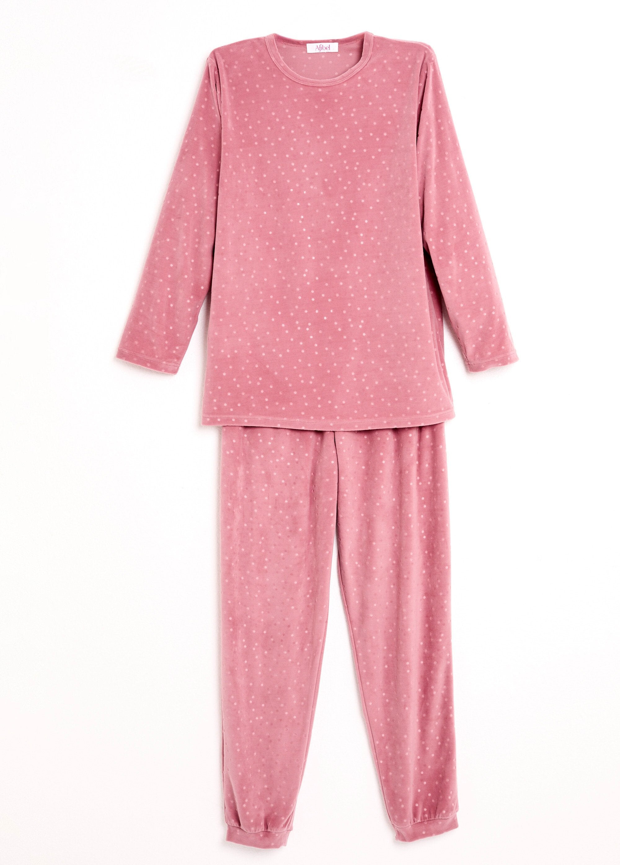 Pantaloni_del_pigiama_collo_rotondo_velluto_a_pois_in_rilievo_Rose_AP1_slim