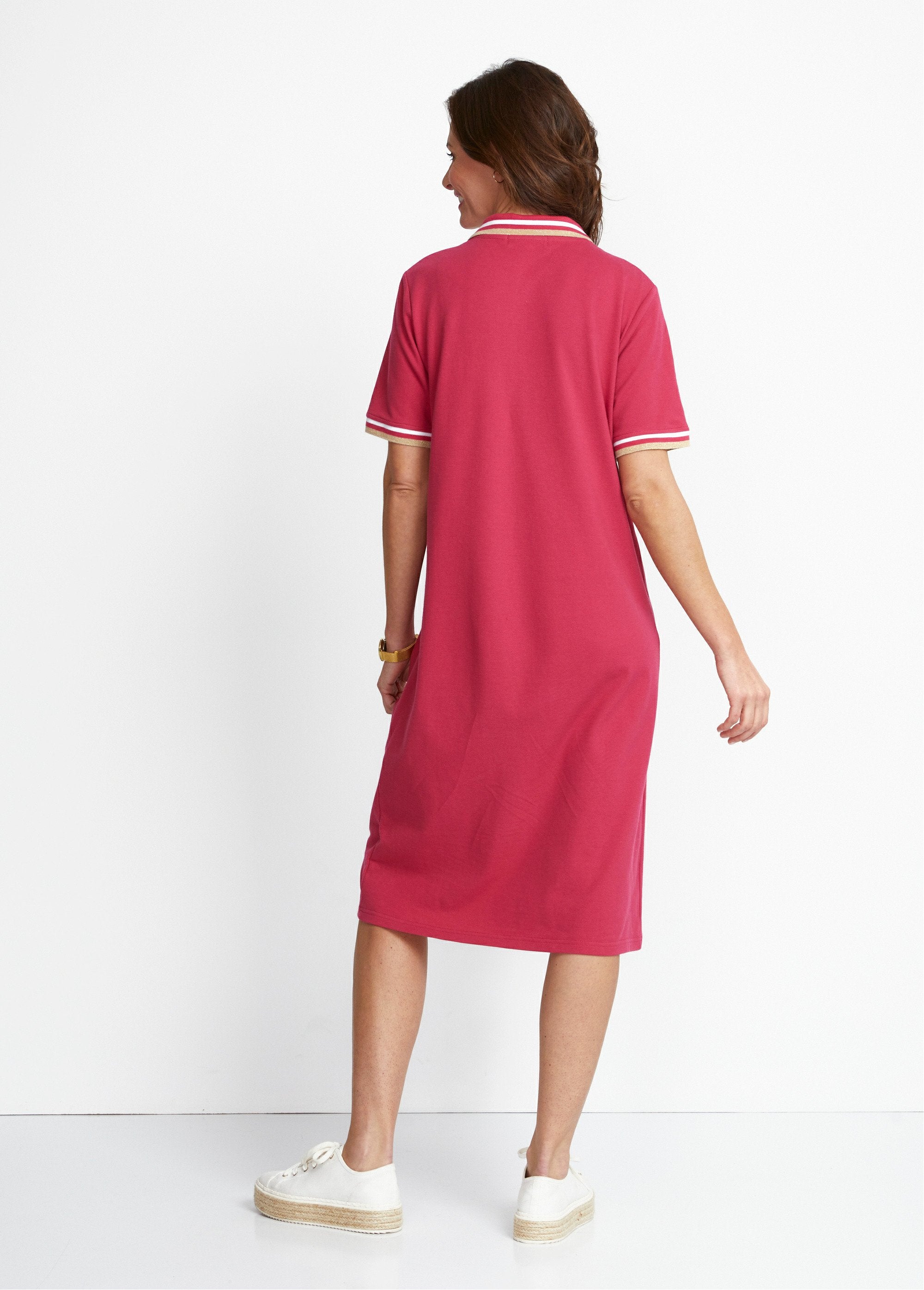 Robe_col_polo_maille_piquée_Fuchsia_DO1_slim