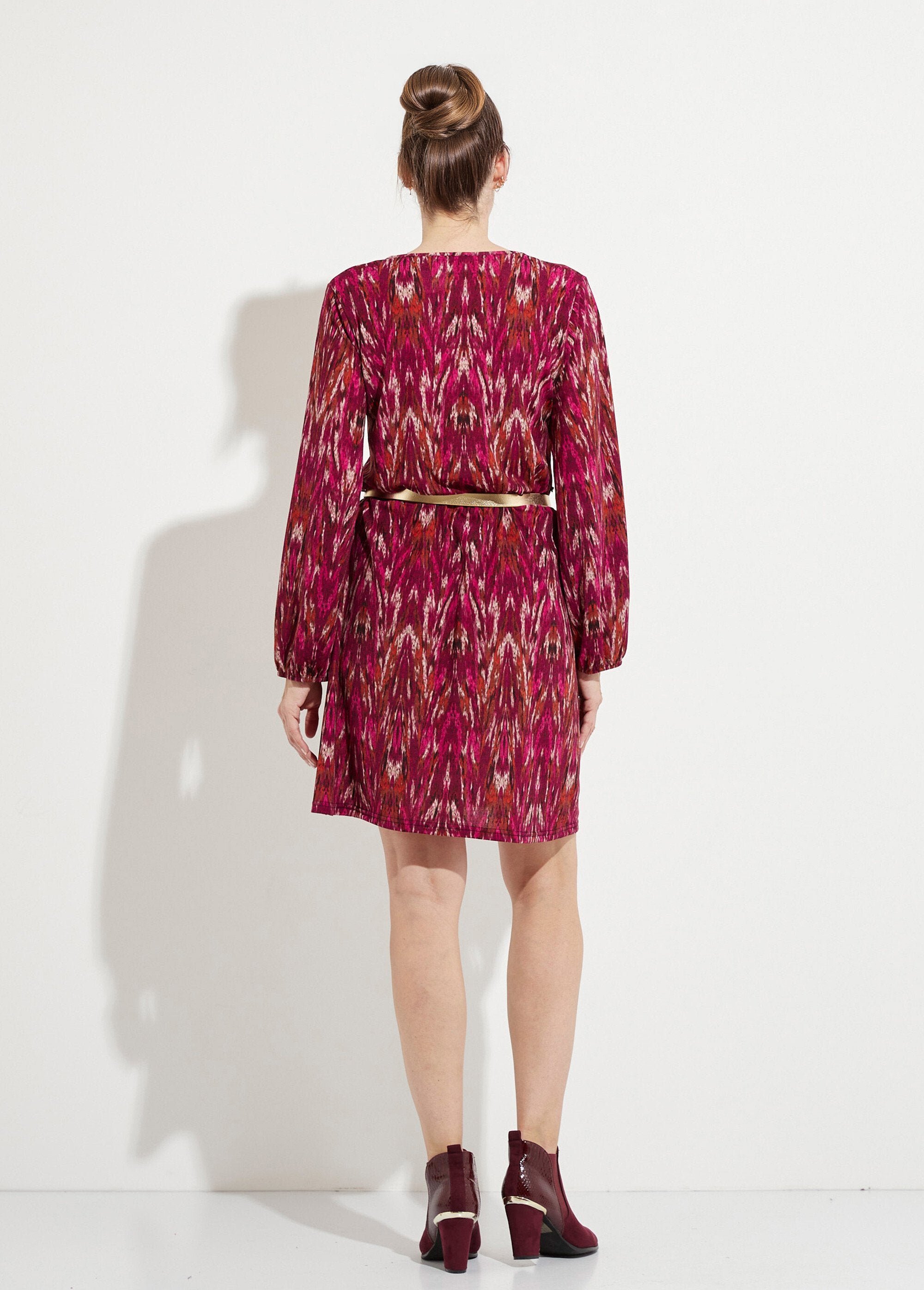 Abito_corto_stampato_con_scollo_a_V_e_maniche_lunghe_Cassis_et_beige_DO1_slim