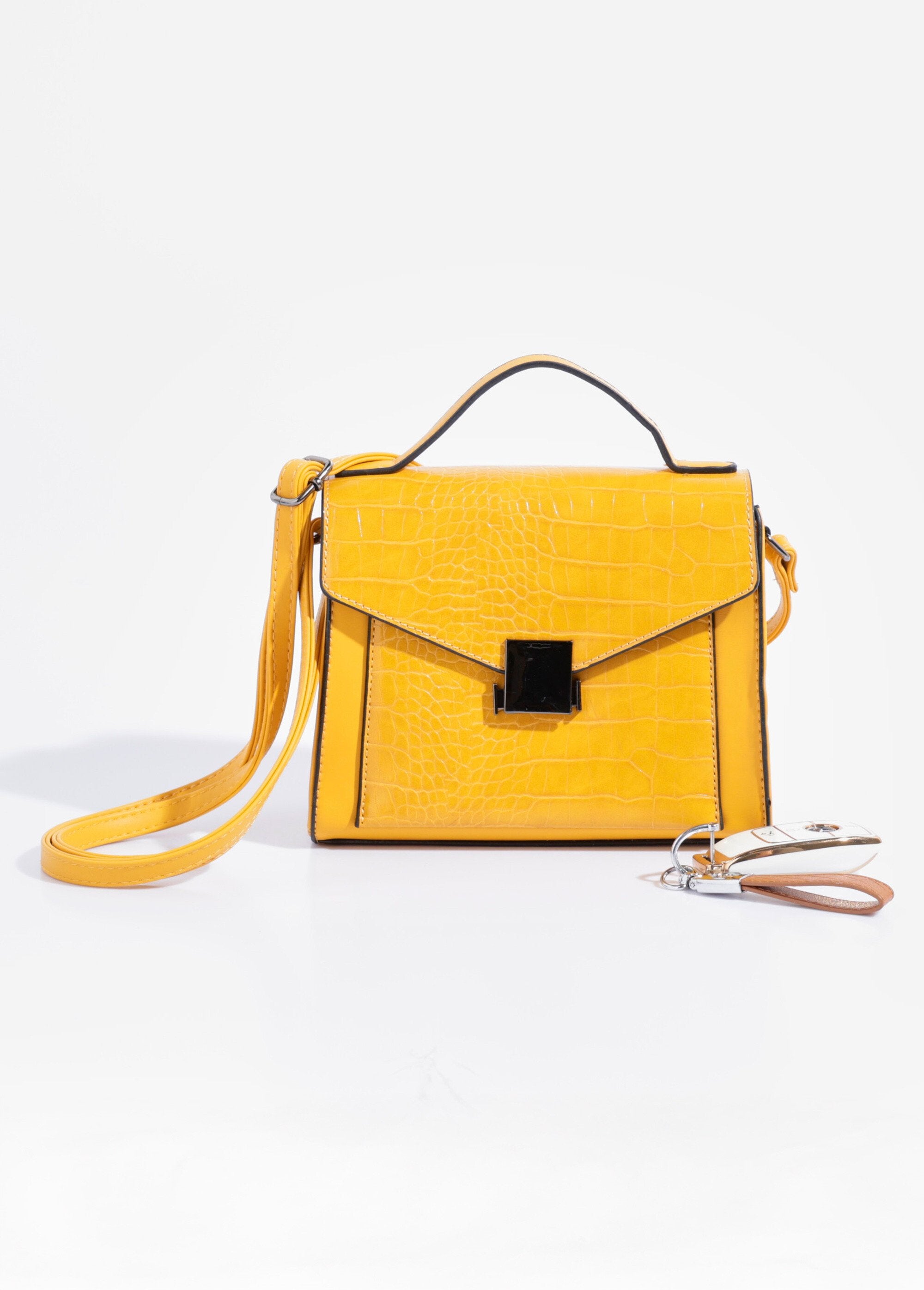 Borsa_a_mano_in_look_rettile,_manico_corto_Jaune_FA1_slim