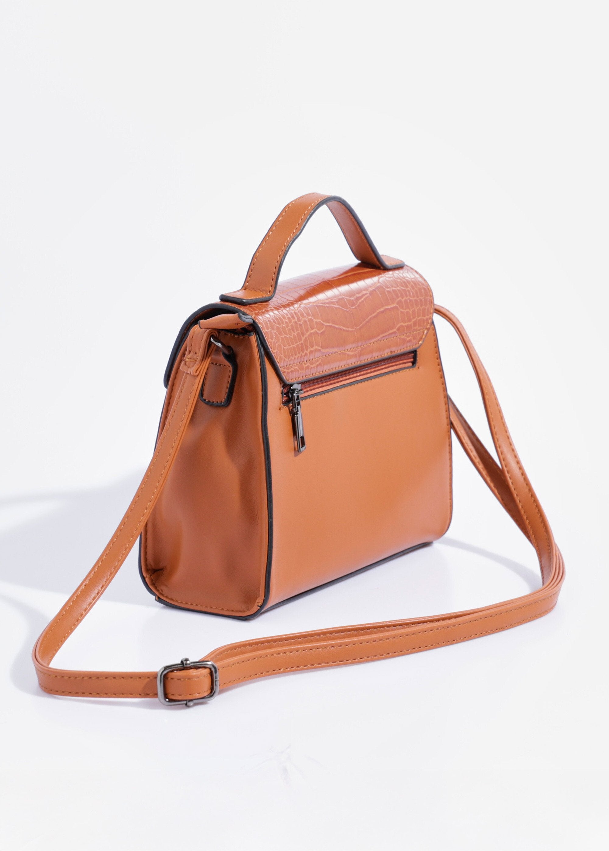 Borsa_a_mano_in_look_rettile,_manico_corto_Camel_DO1_slim