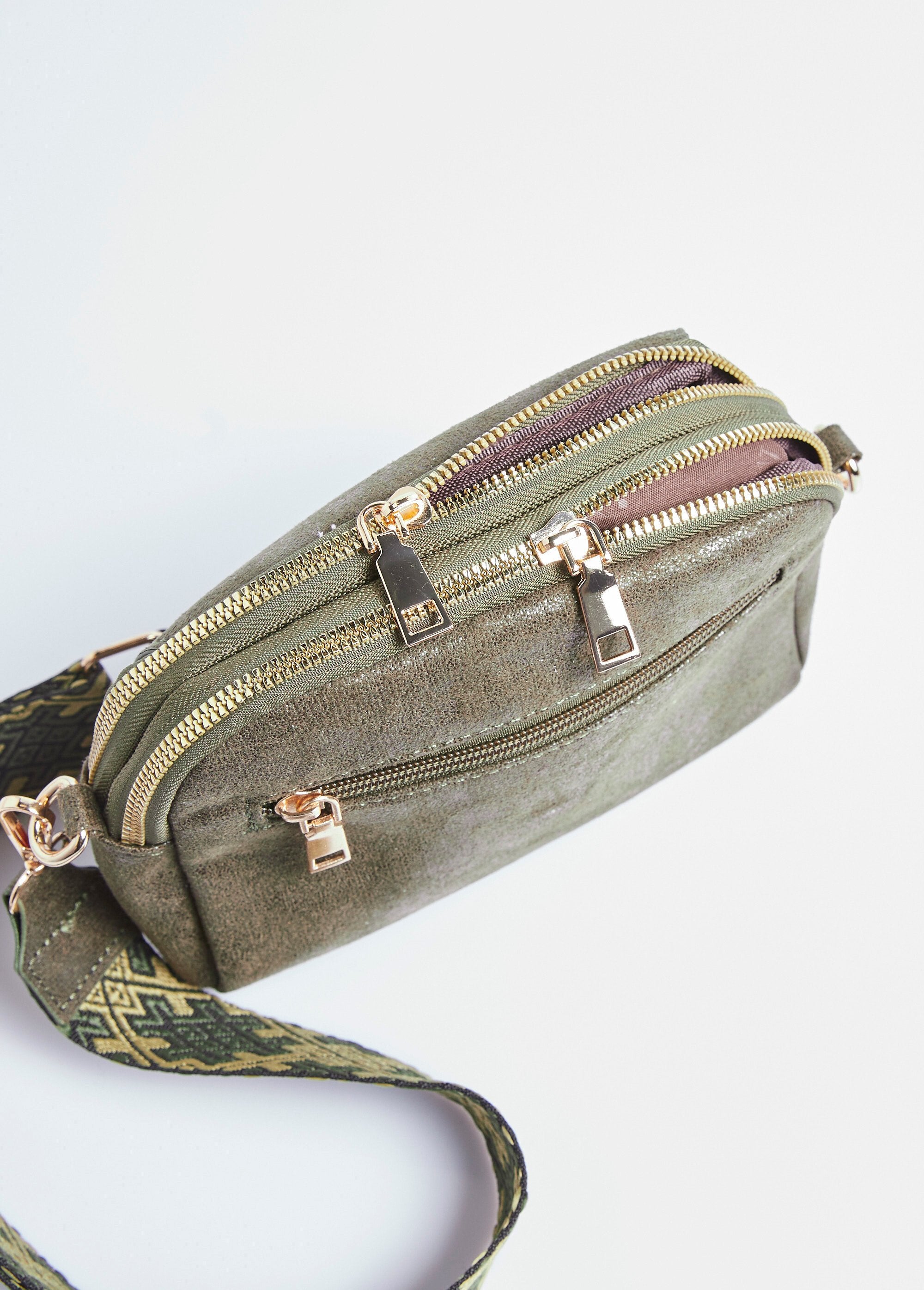 Borsa_in_similpelle_metallizzata_con_tracolla_Kaki_DE1_slim