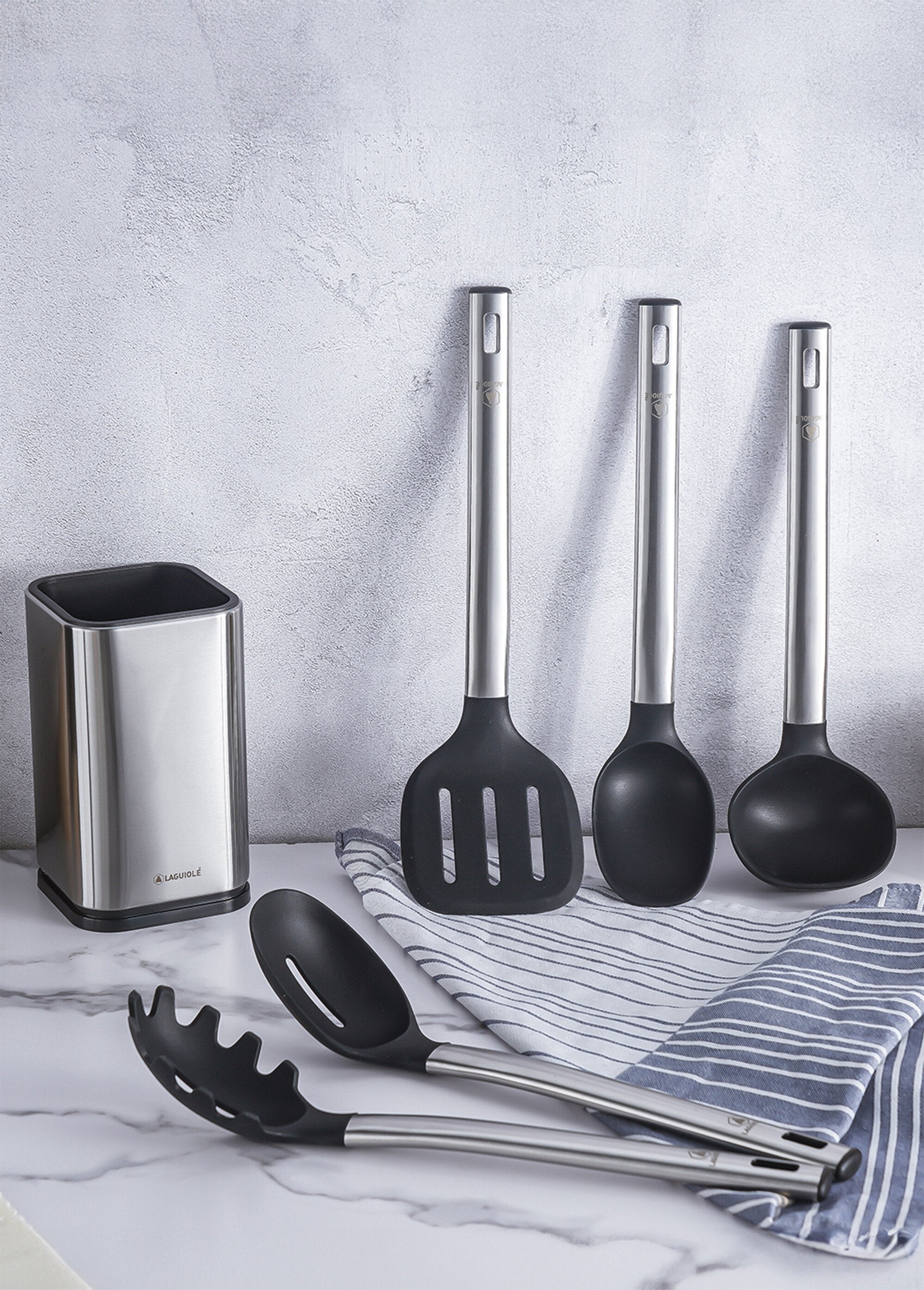 Set_di_5_utensili_da_cucina_-_"Harmonie_Argento_e_nero_DE2_slim