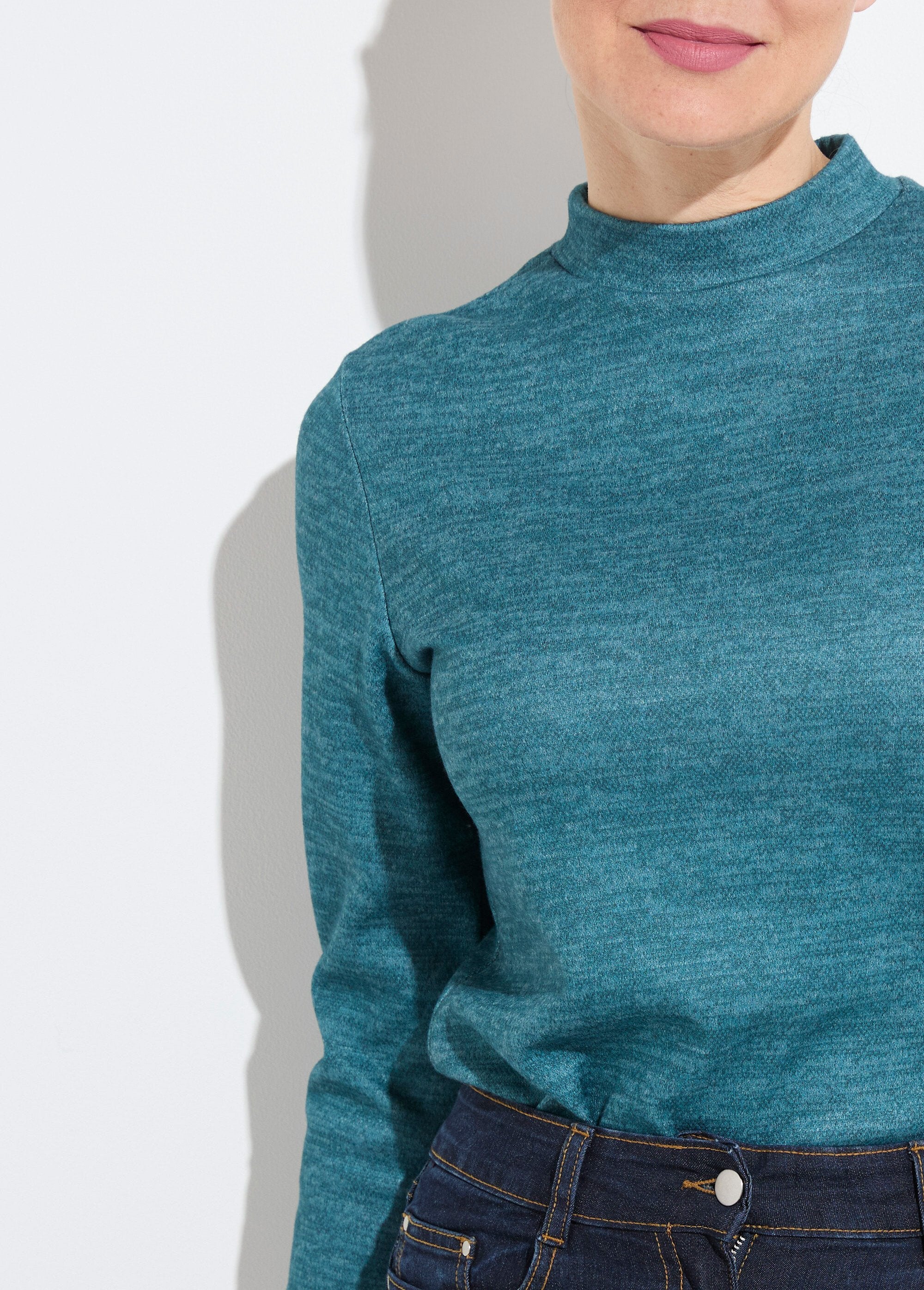 Caldo_maglione_corto_con_collo_alto_Uni_vert_foret_DE1_slim