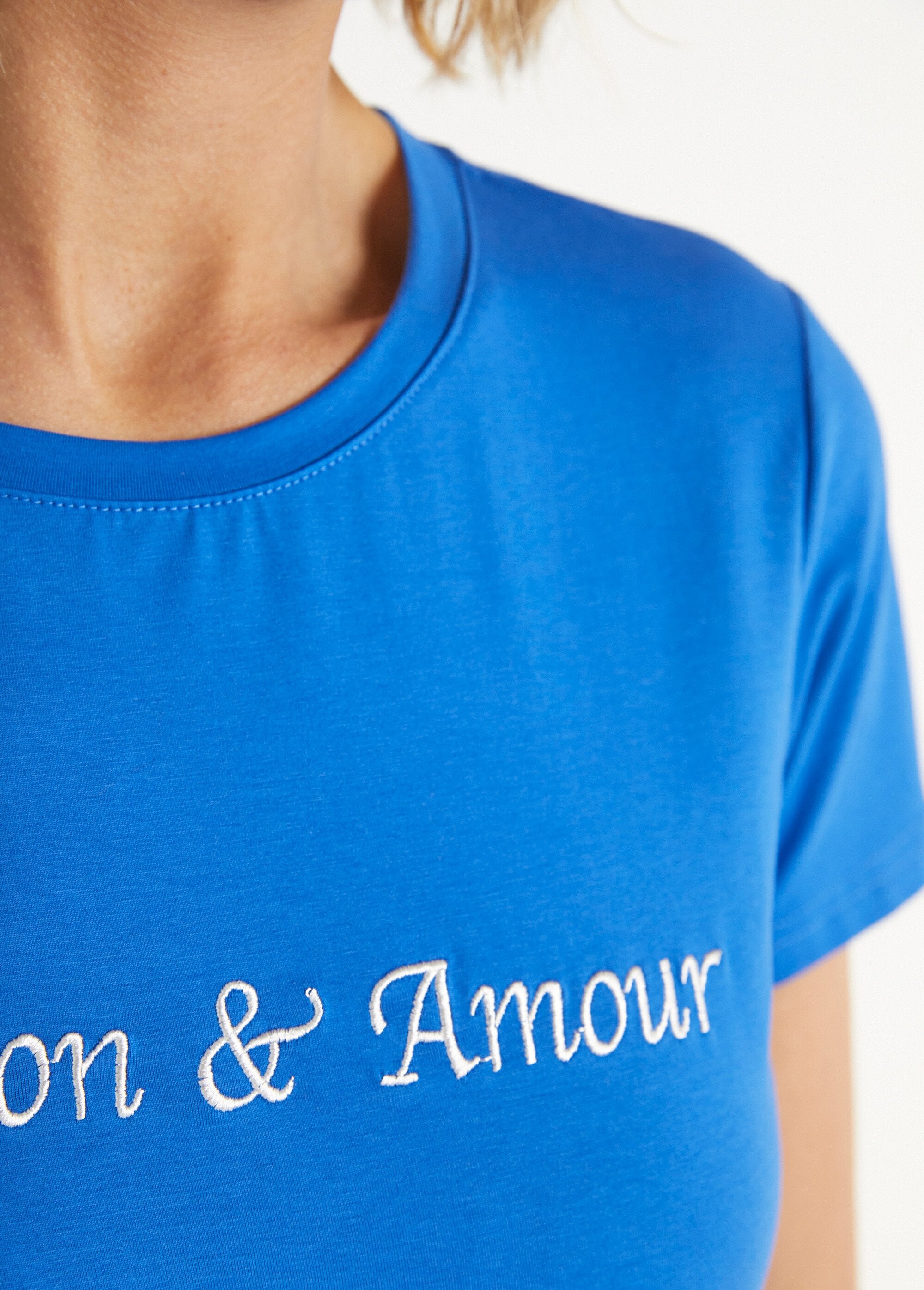 T-shirt_à_message_manches_courtes_Bleu_DE2_slim