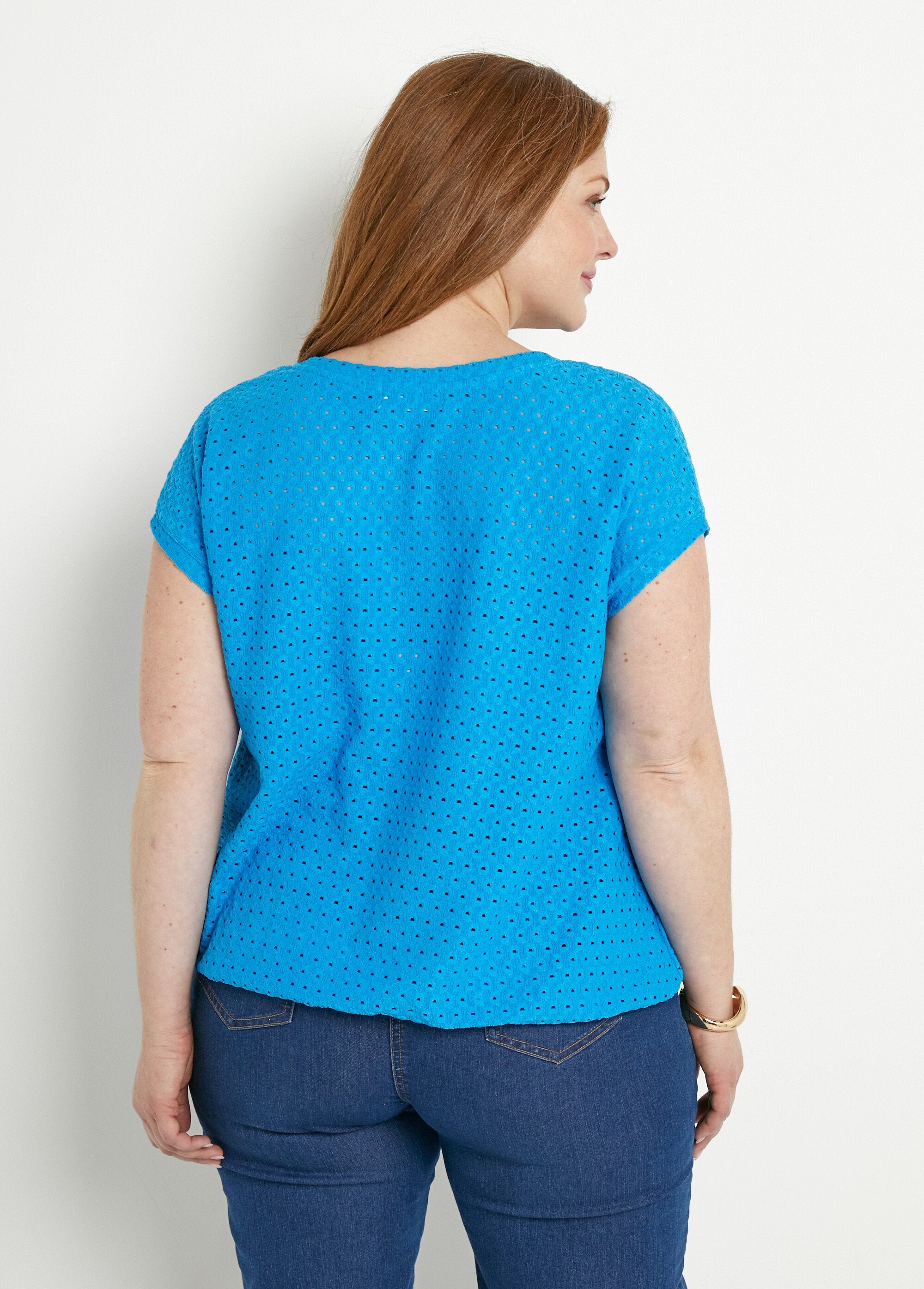 T-shirt_corta_e_sciolta_con_scollo_a_V_Turquoise_DO1_curvy
