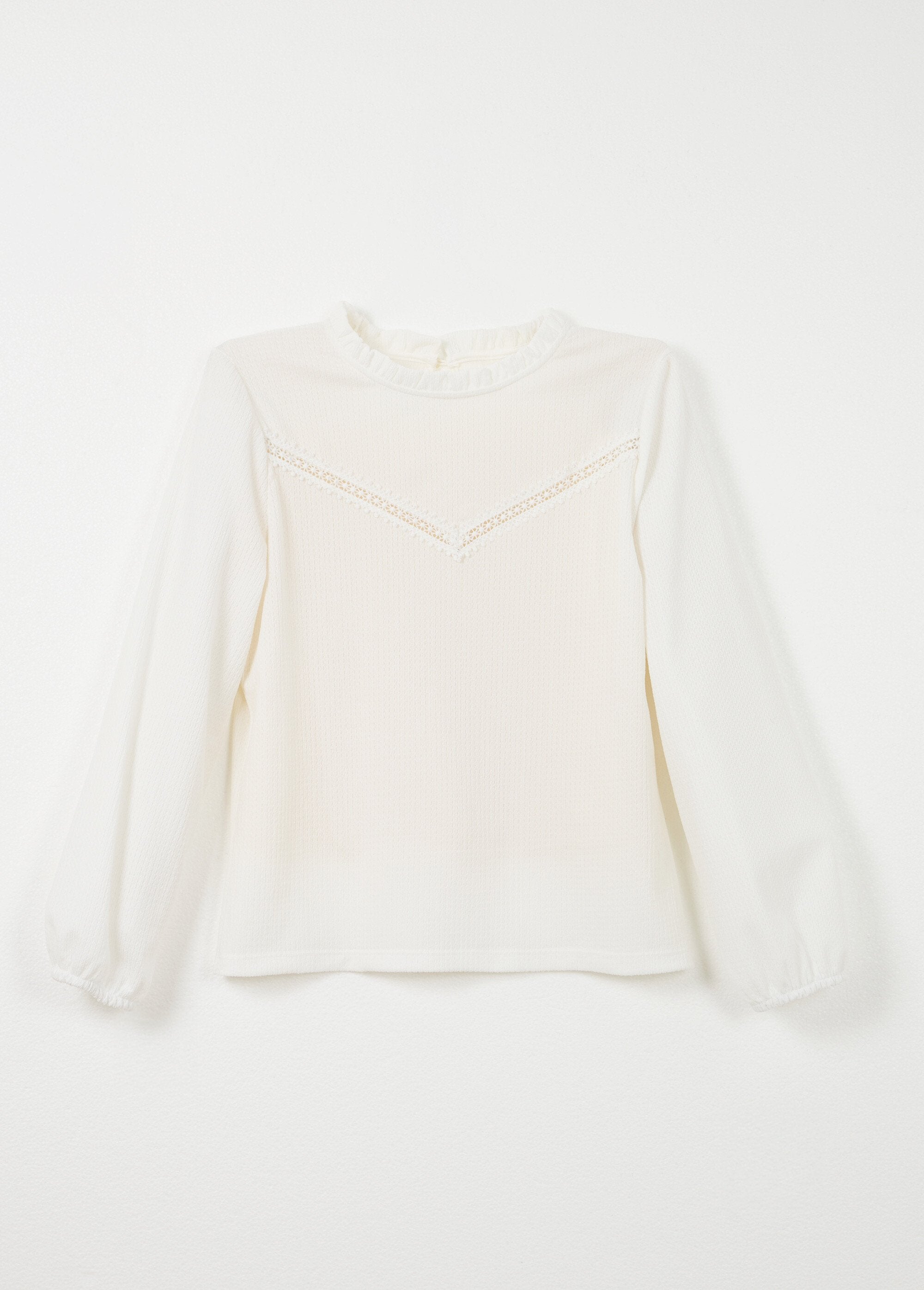 T-shirt_bianca_con_colletto_arruffato_e_maglia_waffle_Blanc_AP1_slim