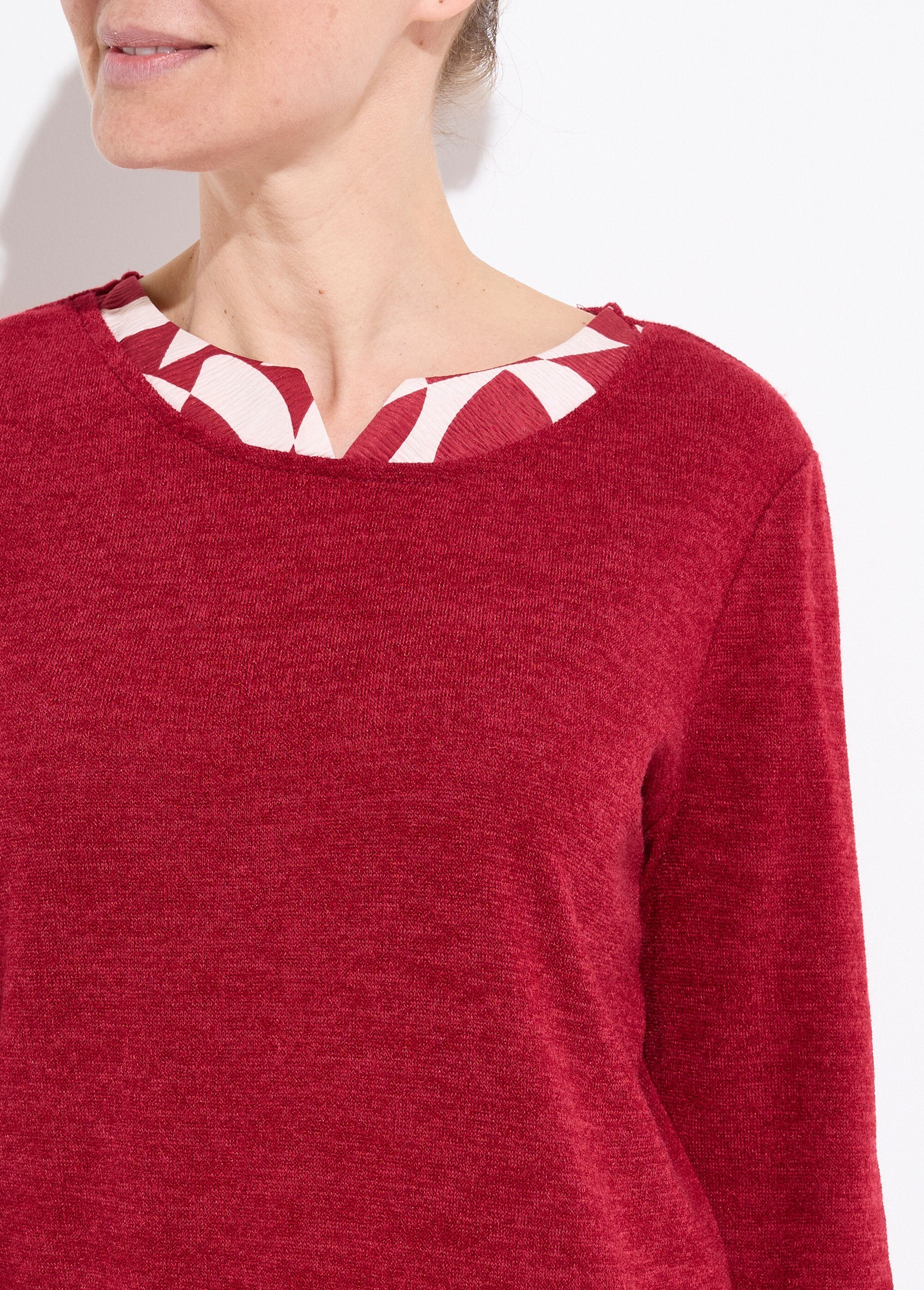 Calda_T-shirt_a_maniche_lunghe_effetto_2_in_1_Bordeaux_DE2_slim