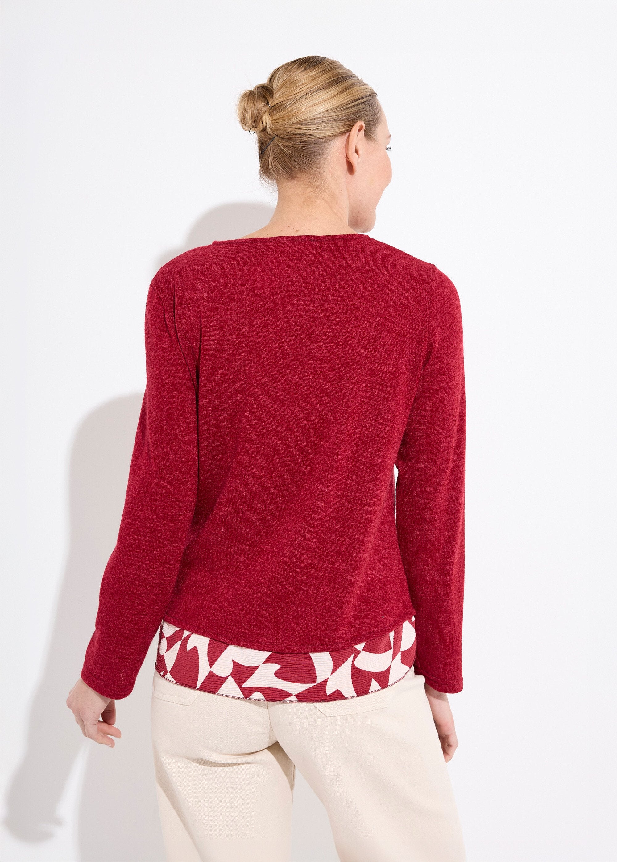 Calda_T-shirt_a_maniche_lunghe_effetto_2_in_1_Bordeaux_DO1_slim