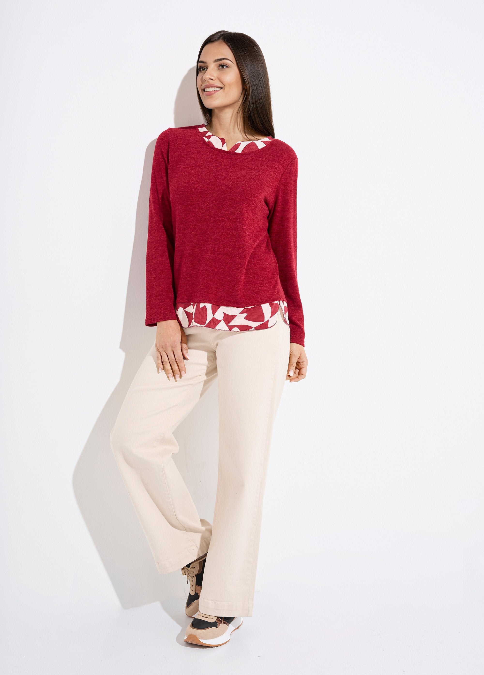 Calda_T-shirt_a_maniche_lunghe_effetto_2_in_1_Bordeaux_SF1_slim