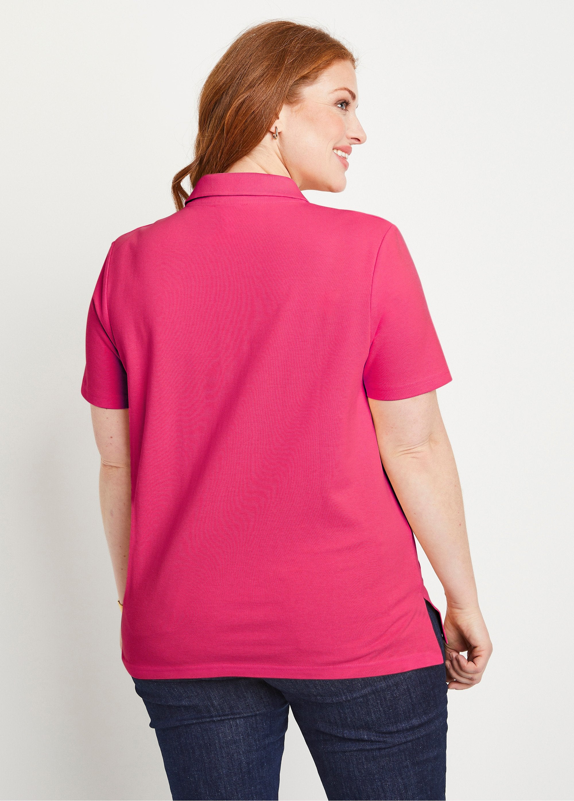 T-shirt_con_collo_a_polo_in_cotone_lavorato_a_maglia_Fucsia_DO1_curvy