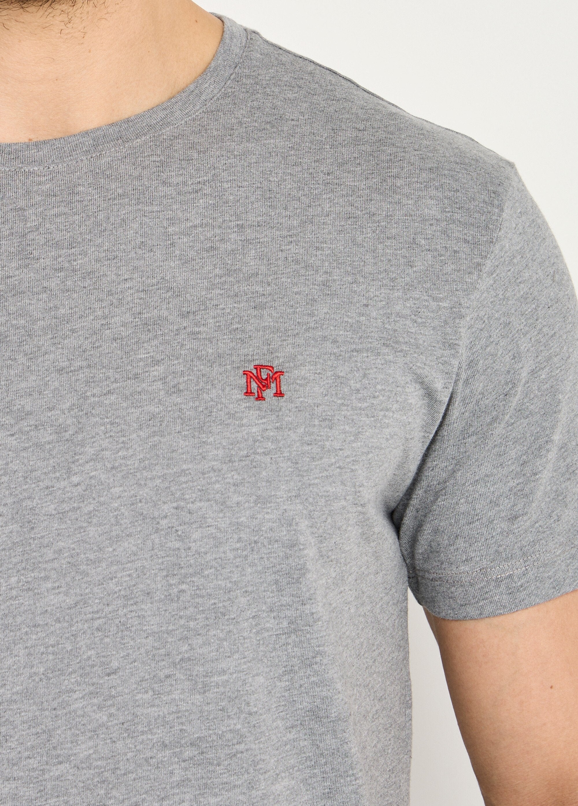 T-shirt_girocollo_ricamata_a_maniche_corte_Gris_chine_DE1_slim