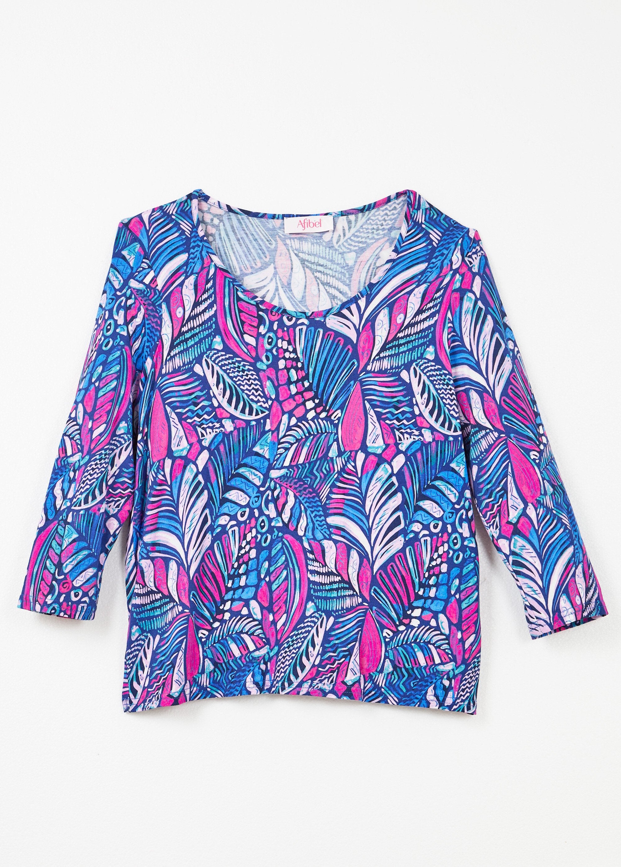 T-shirt_con_stampa_patchwork_e_scollo_rotondo_Bleu_et_rose_AP1_slim