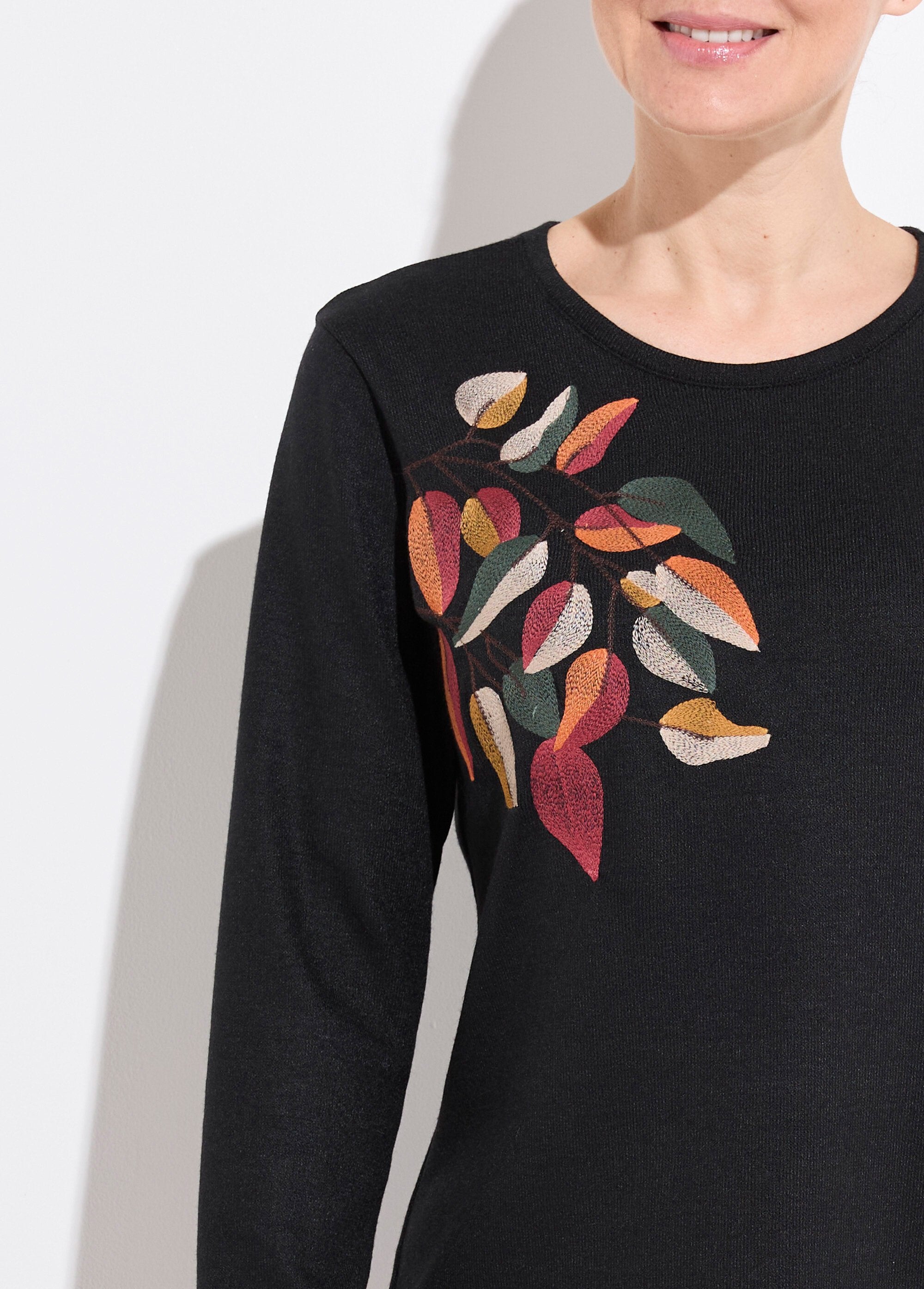 T-shirt_a_maniche_lunghe_a_tinta_unita_con_ricamo_sullo_scollo_rotondo_Noir_DE1_slim