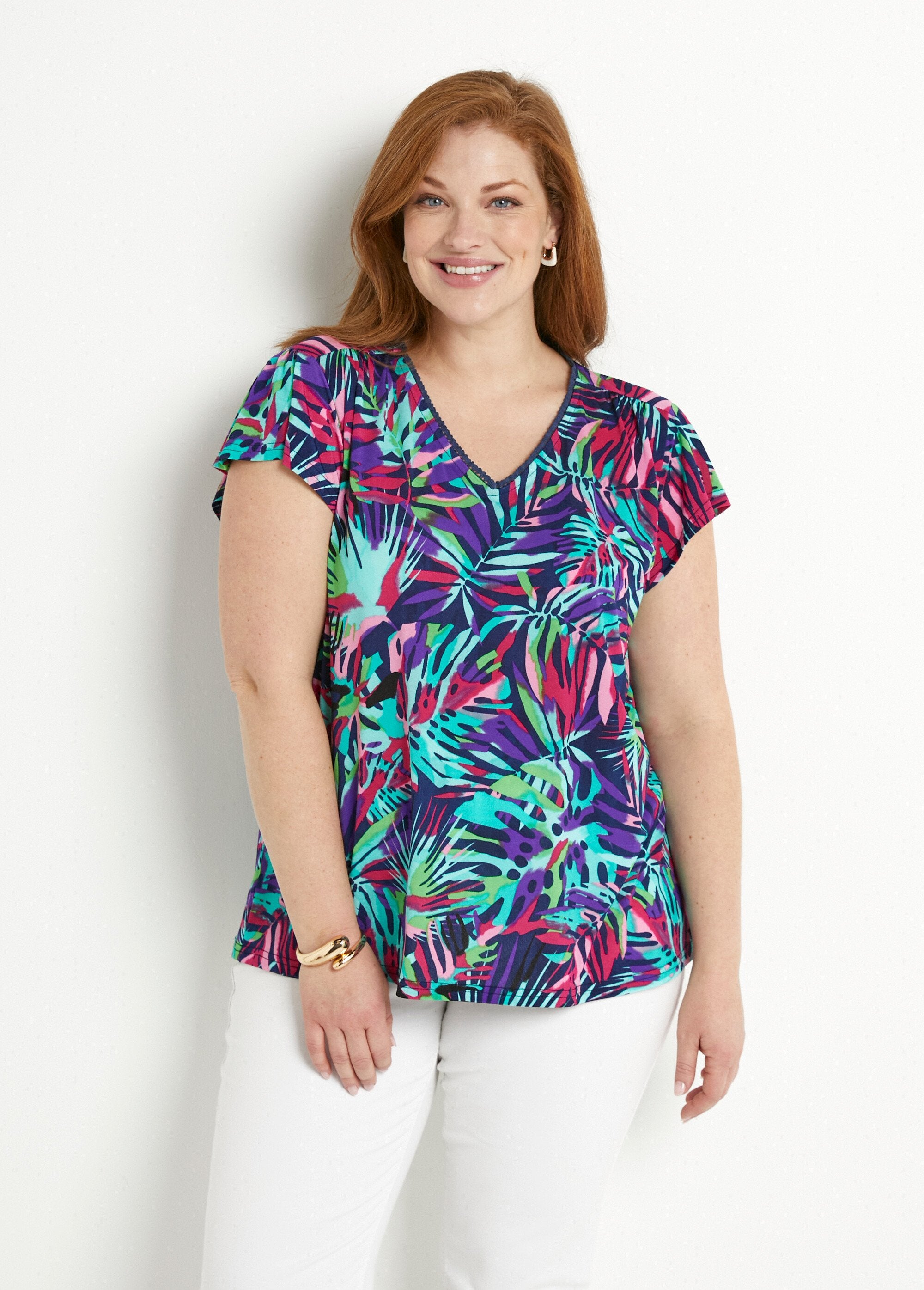 T-shirt_a_maniche_corte_con_scollo_a_V_svasato_Multicolore_FA1_curvy