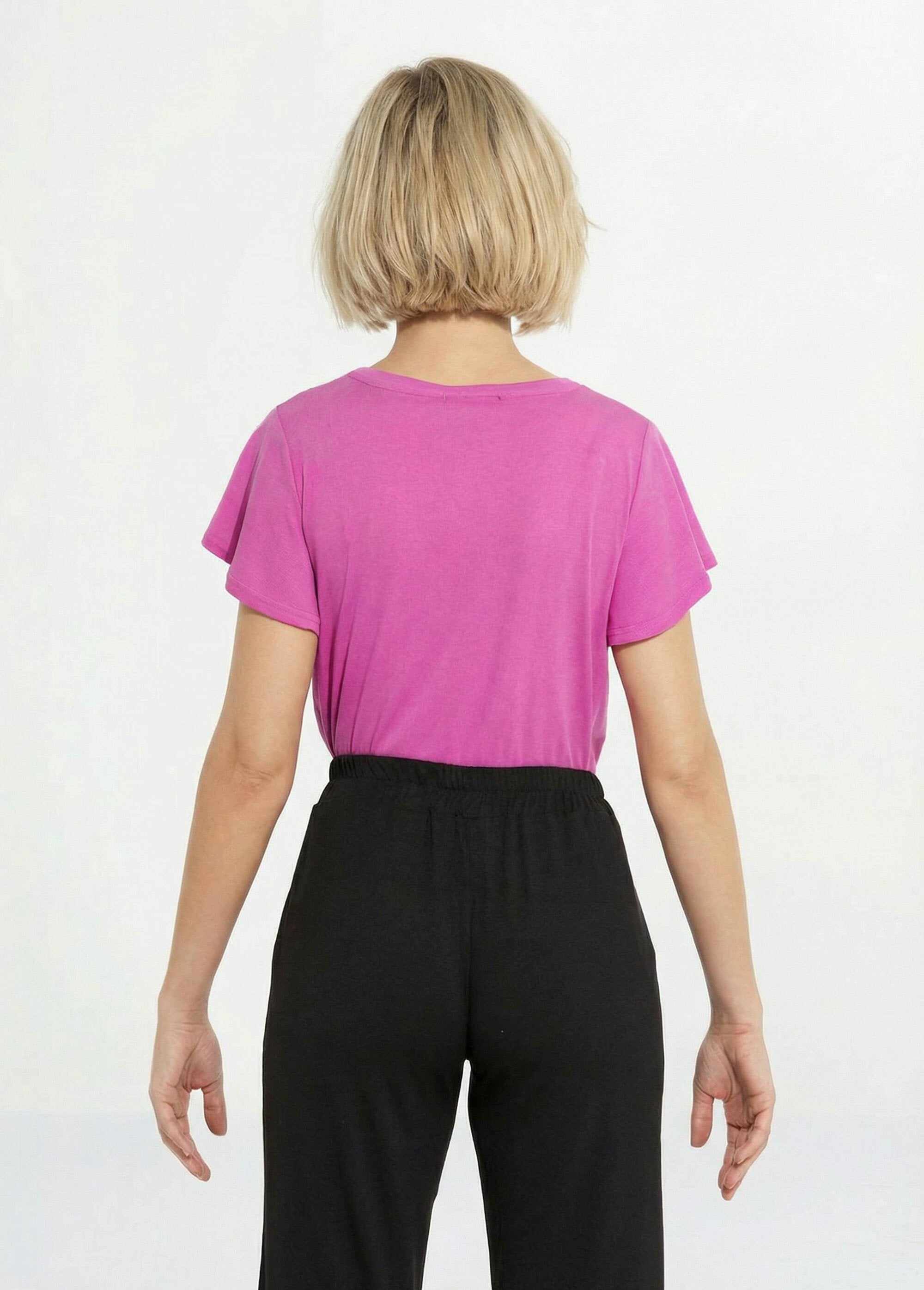 T-shirt_in_jersey_a_coste_con_scollo_a_V,_Essentiel_Fuchsia_DO1_slim