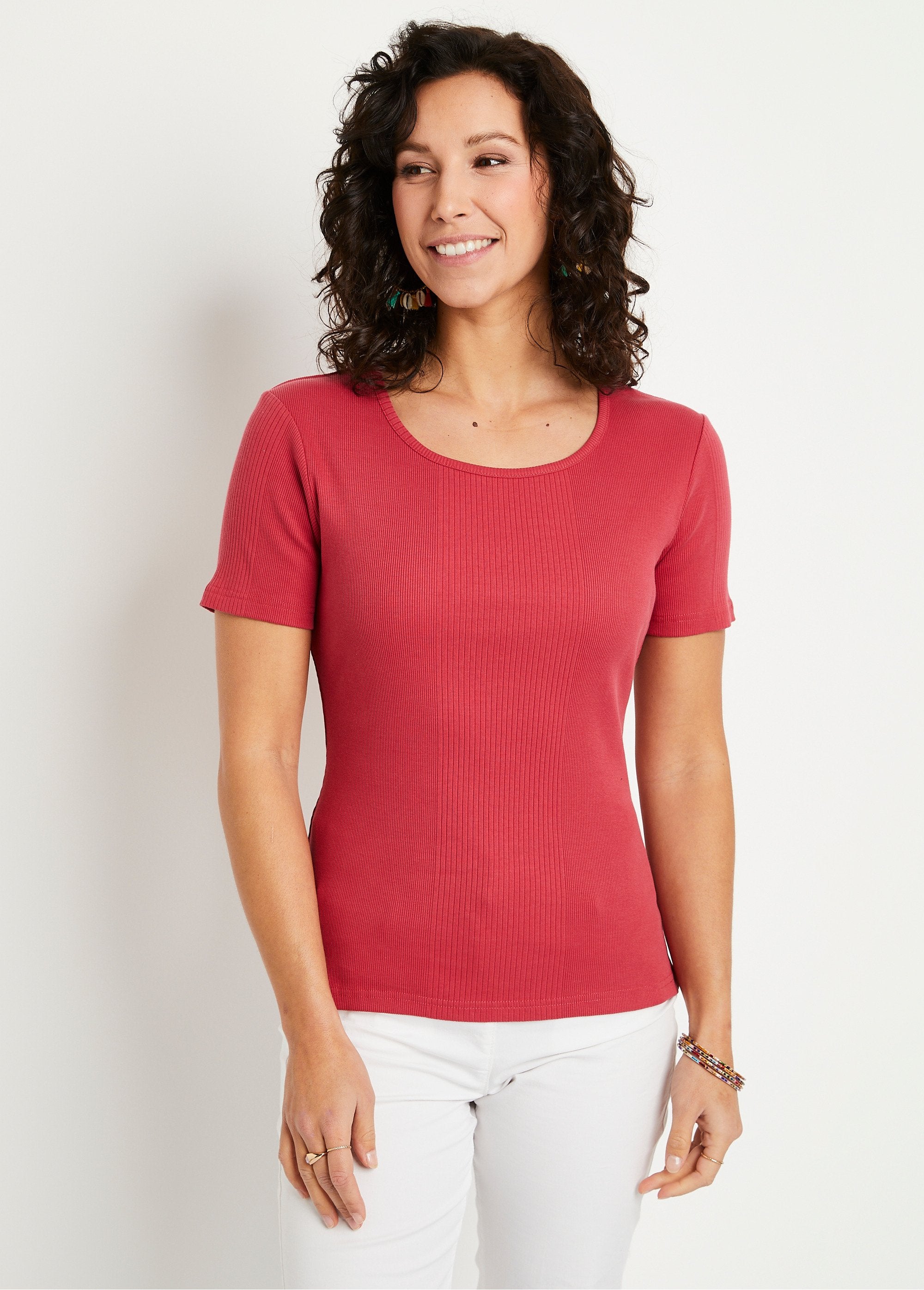 T-shirt_girocollo_in_maglia_a_coste_Ciliegia_marasca_FA1_slim