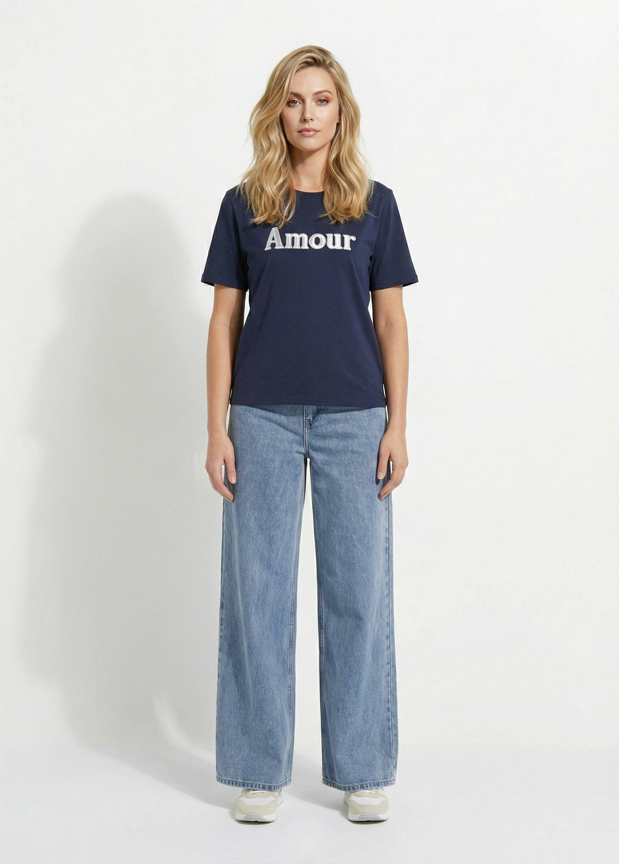 Maglietta_in_cotone_con_scritta_Love_Marine_et_blanc_SF1_slim