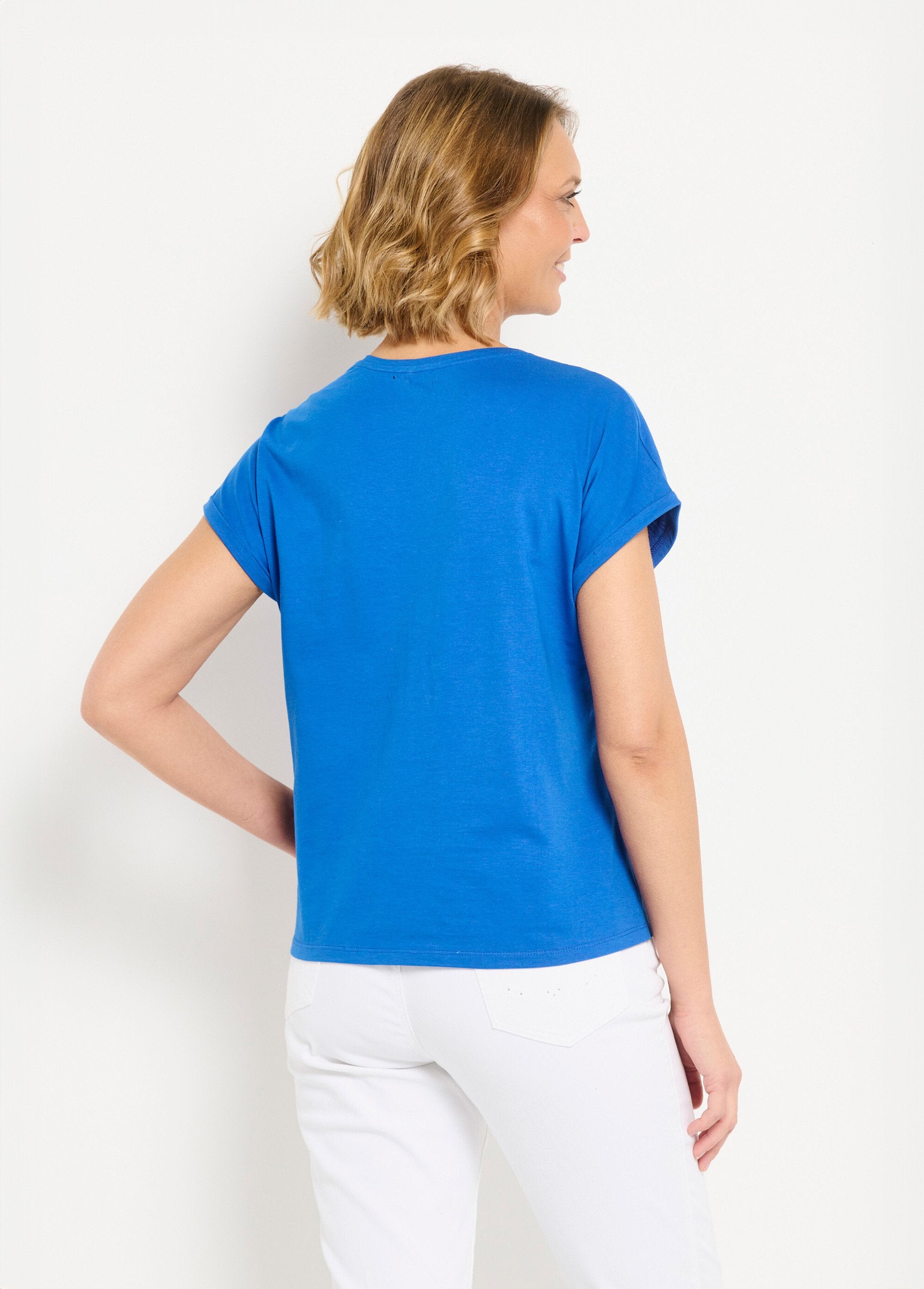 T-shirt_in_cotone_tinta_unita_con_paillettes,_maniche_corte_Bleu_dur_DO1_slim