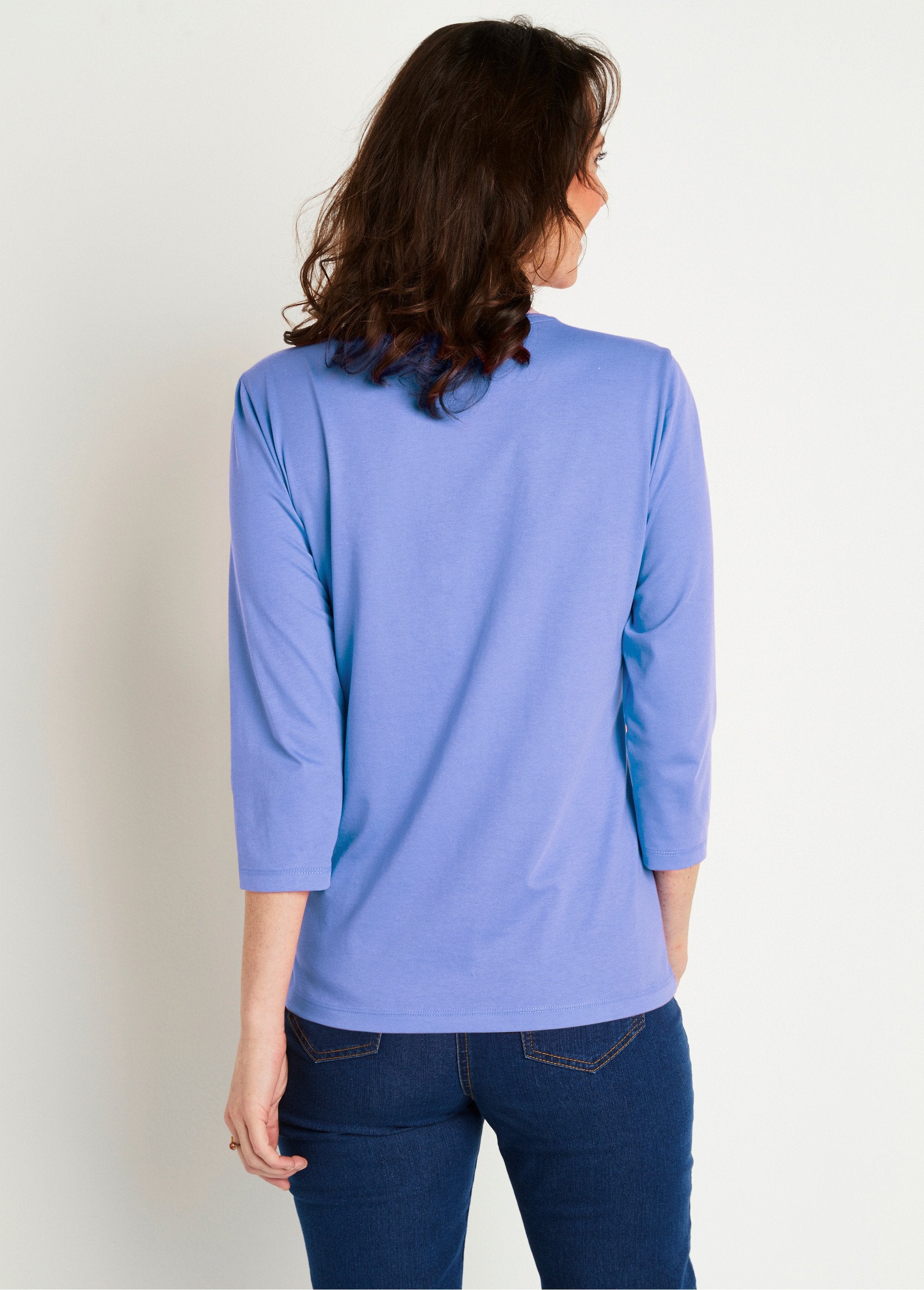 T-shirt_corta_con_maniche_a_3/4_ricamate_BLU_DO1_slim