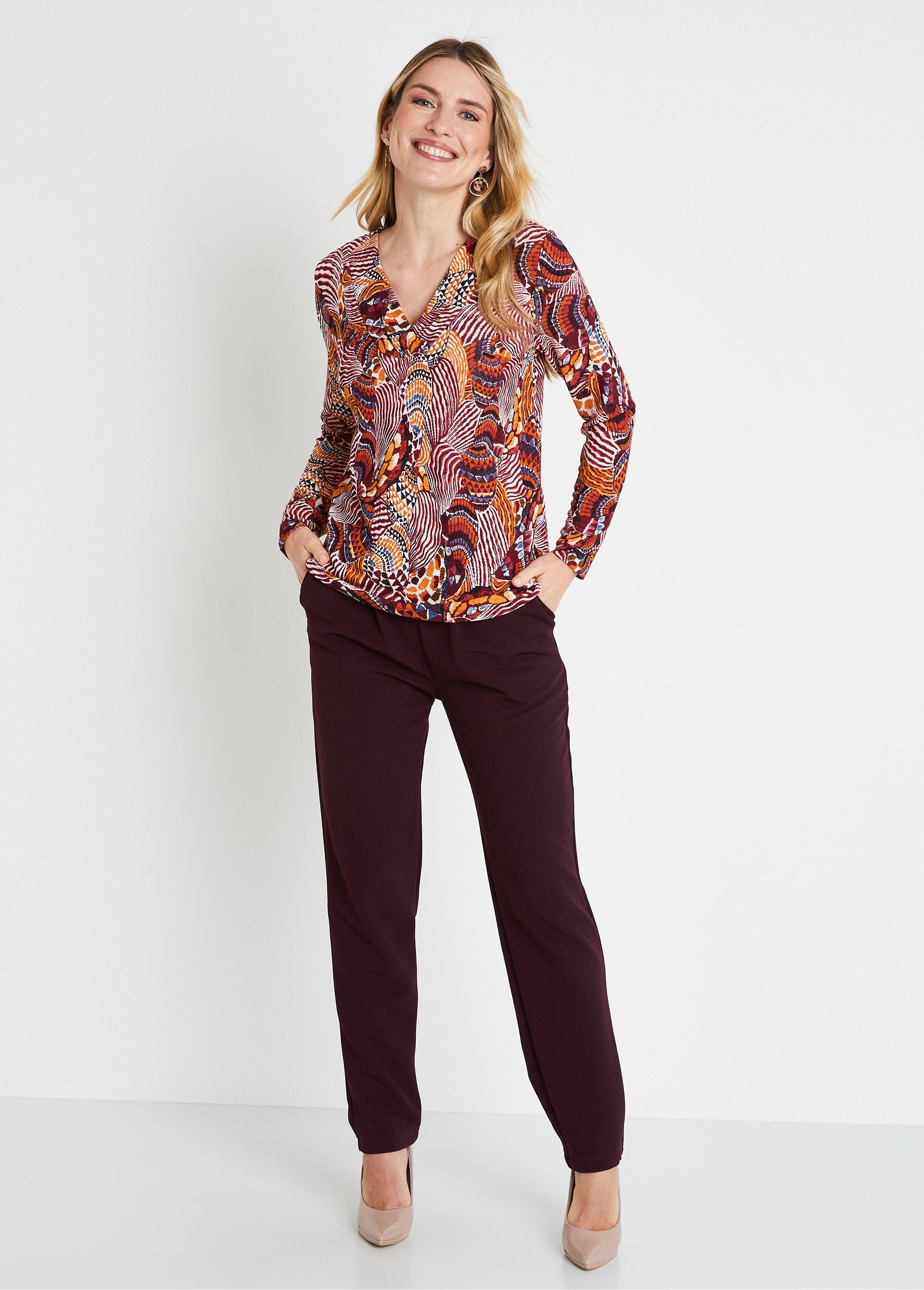 T-shirt_girocollo_con_stampa_patchwork_Bordeaux_et_miel_SF1_slim