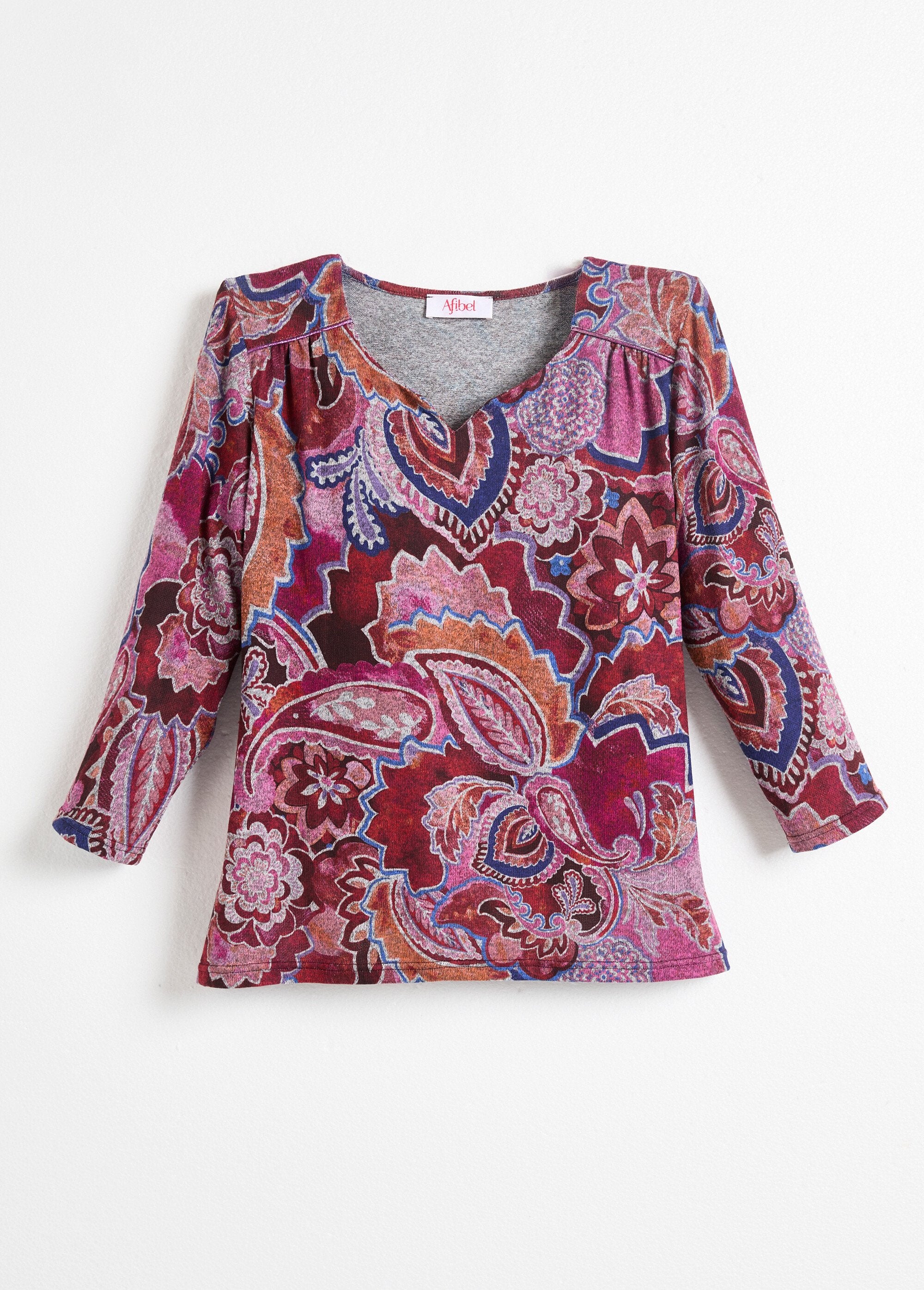 T-shirt_a_maniche_corte_a_3/4_con_stampa_paisley_Imprime_rose_AP1_slim