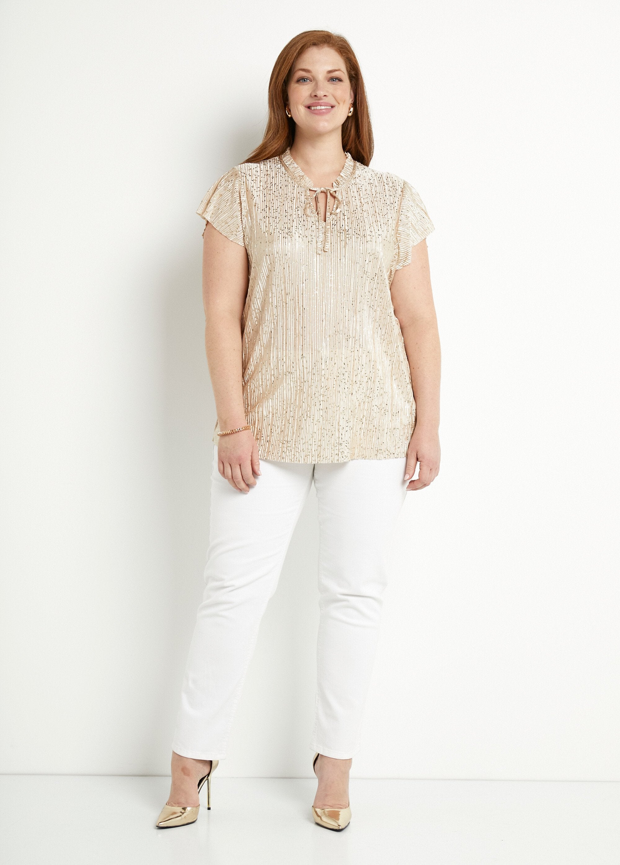 T-shirt_lunga_con_stampa_oro,_maniche_corte_Beige_SF1_curvy