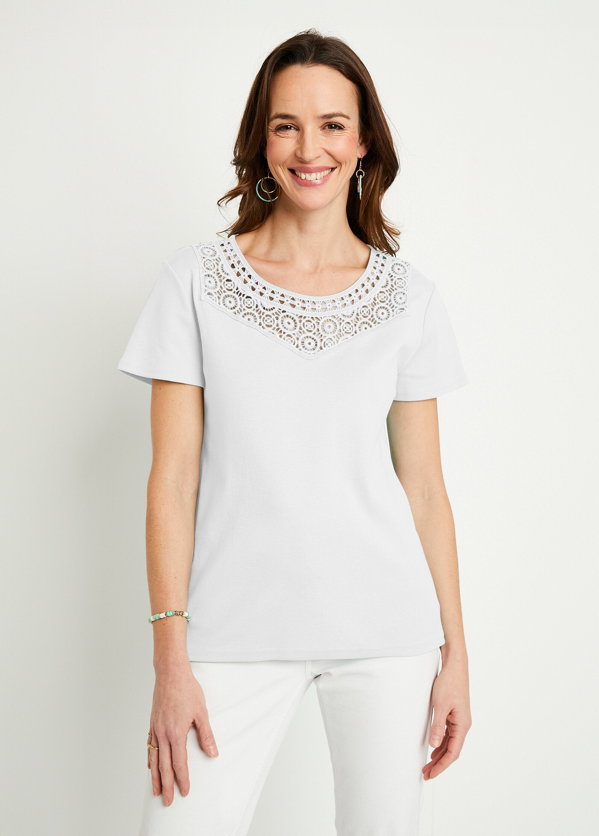 T-shirt_in_cotone_macramè_tinta_unita,_maniche_corte_Bianco_FA1_slim