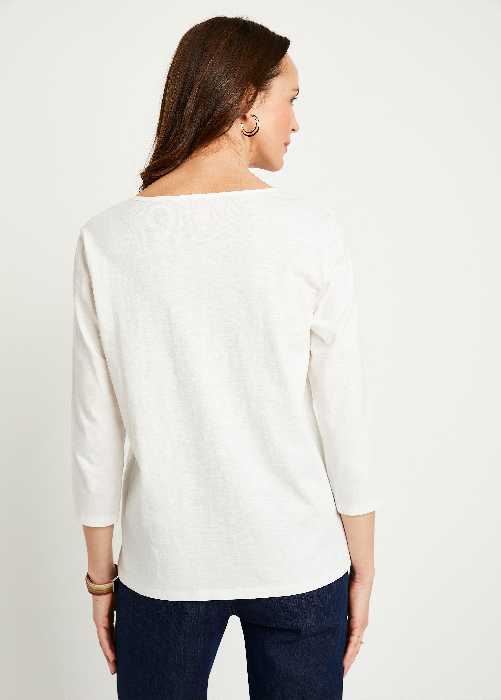 T-shirt_in_cotone_e_pizzo_con_maniche_a_3/4_BIANCO_DO1_slim