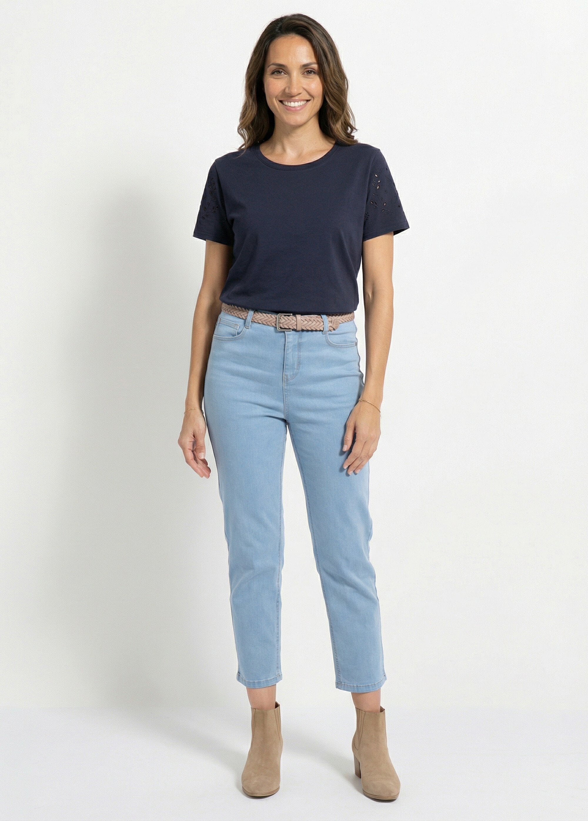 T-shirt_a_maniche_corte_in_cotone_stretch_ricamato_Marine_SF1_slim