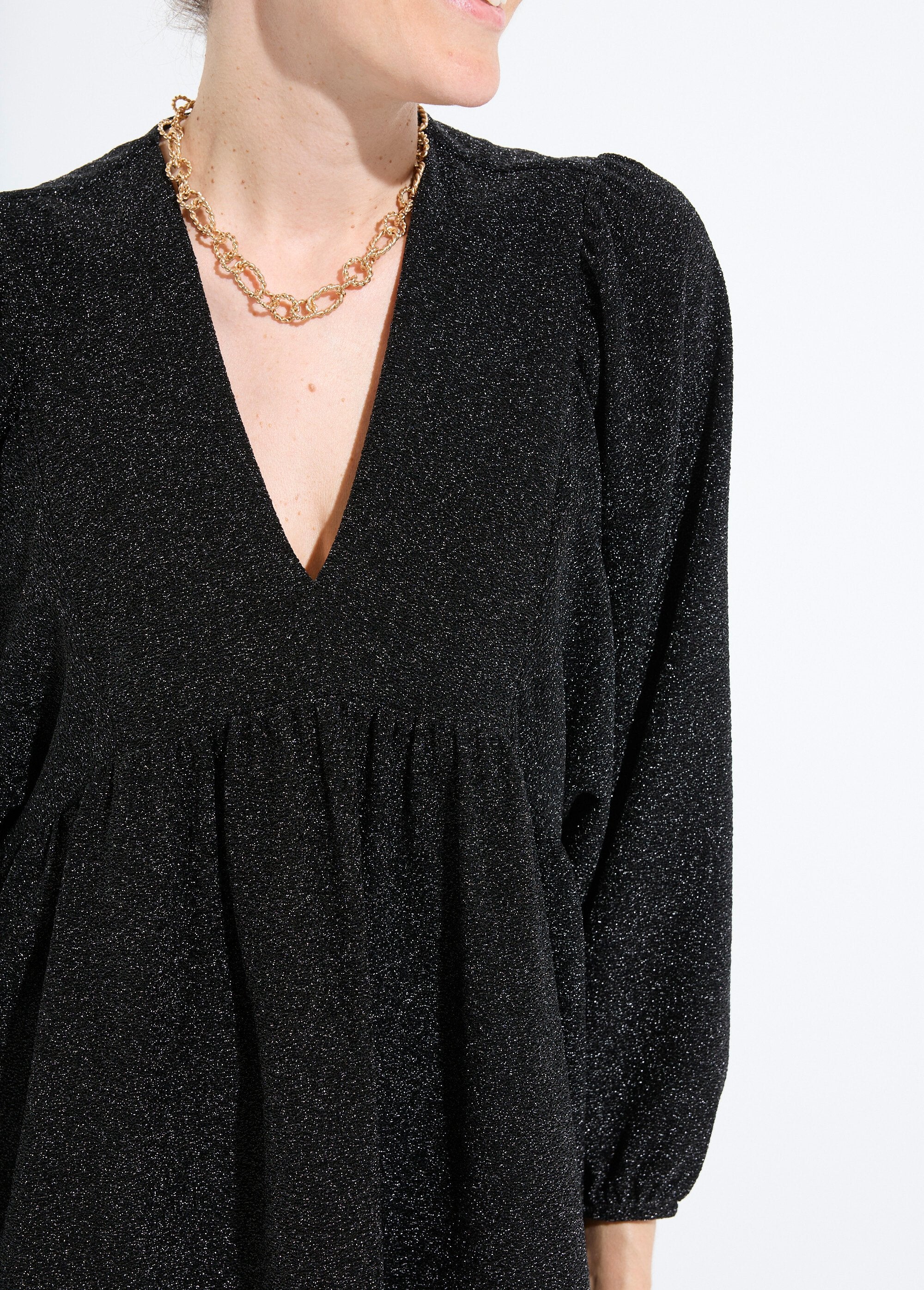 Tunica_in_maglia_lucida_con_maniche_a_sbuffo_Noir_DE1_slim