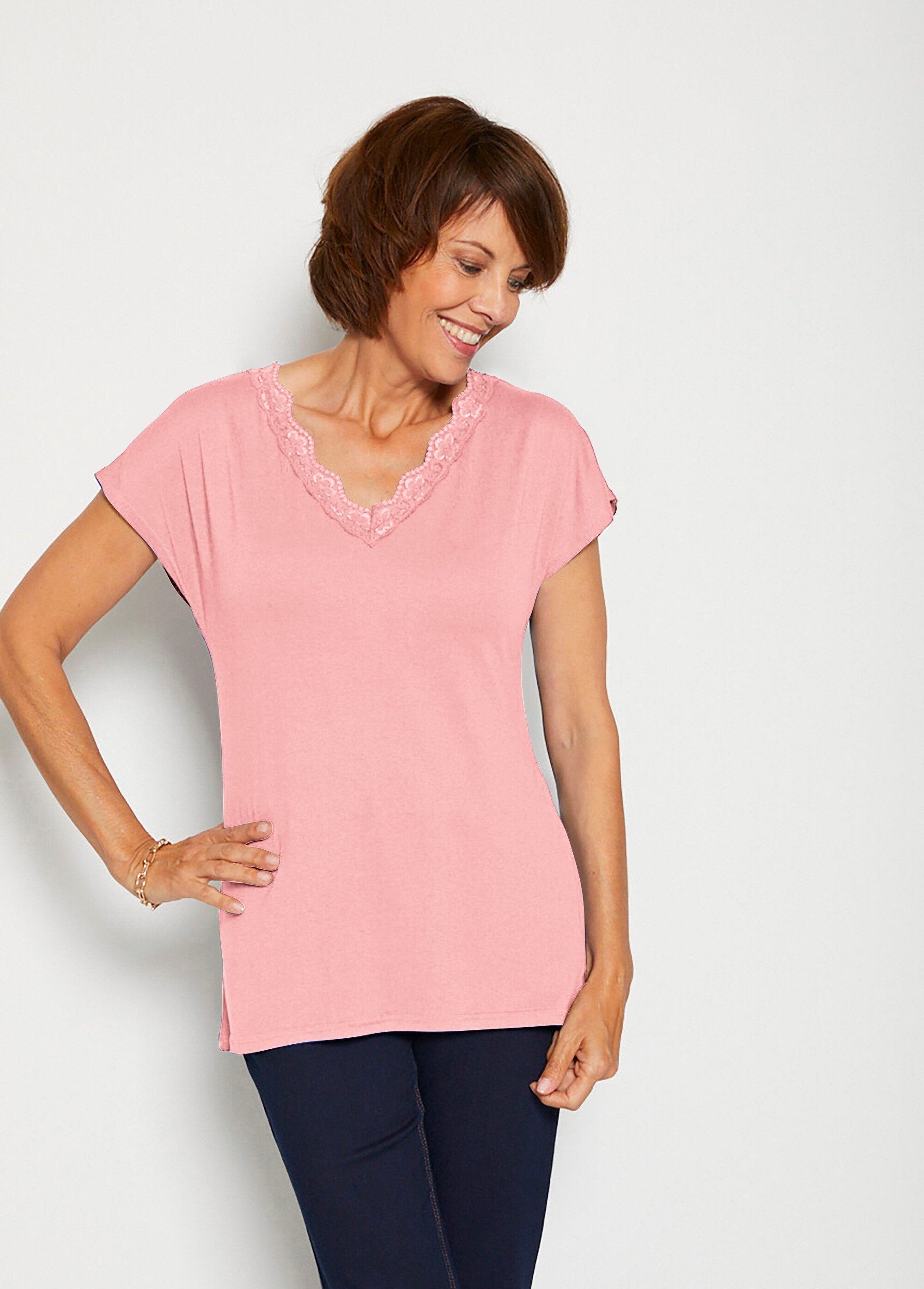 T-shirt_corta_in_pizzo_elasticizzato_ROSA_FA1_slim