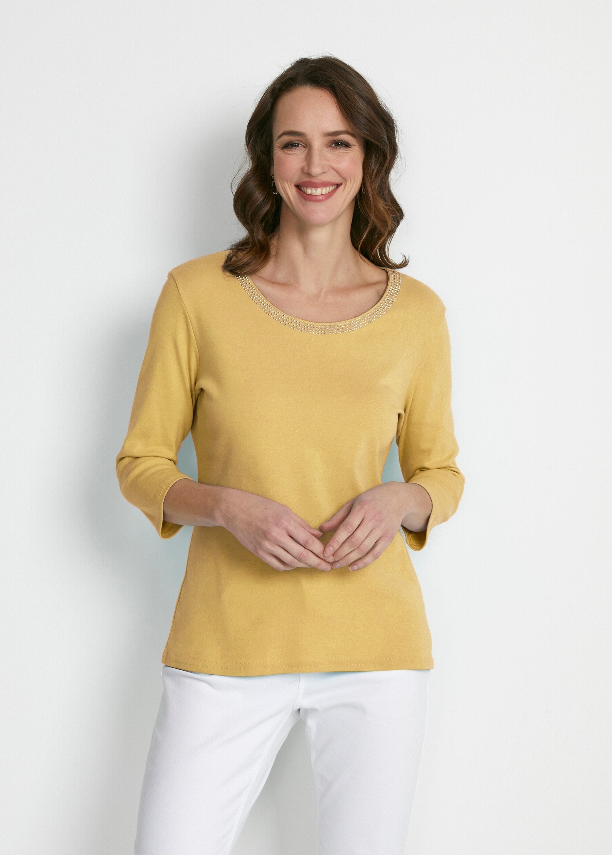 T-shirt_a_3/4_con_borchie_fantasia_Jaune_FA1_slim