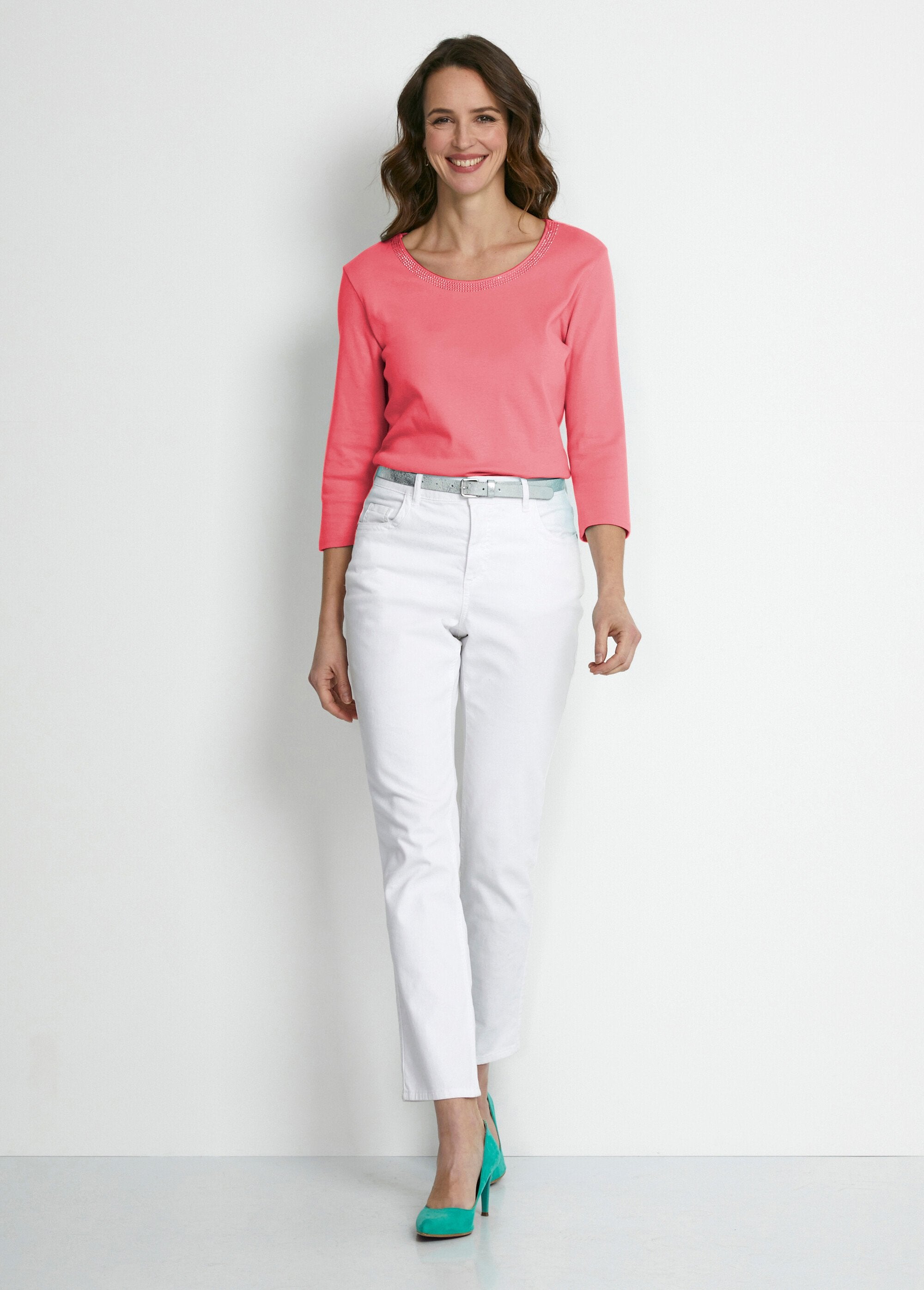 T-shirt_a_3/4_con_borchie_fantasia_Corail_SF1_slim