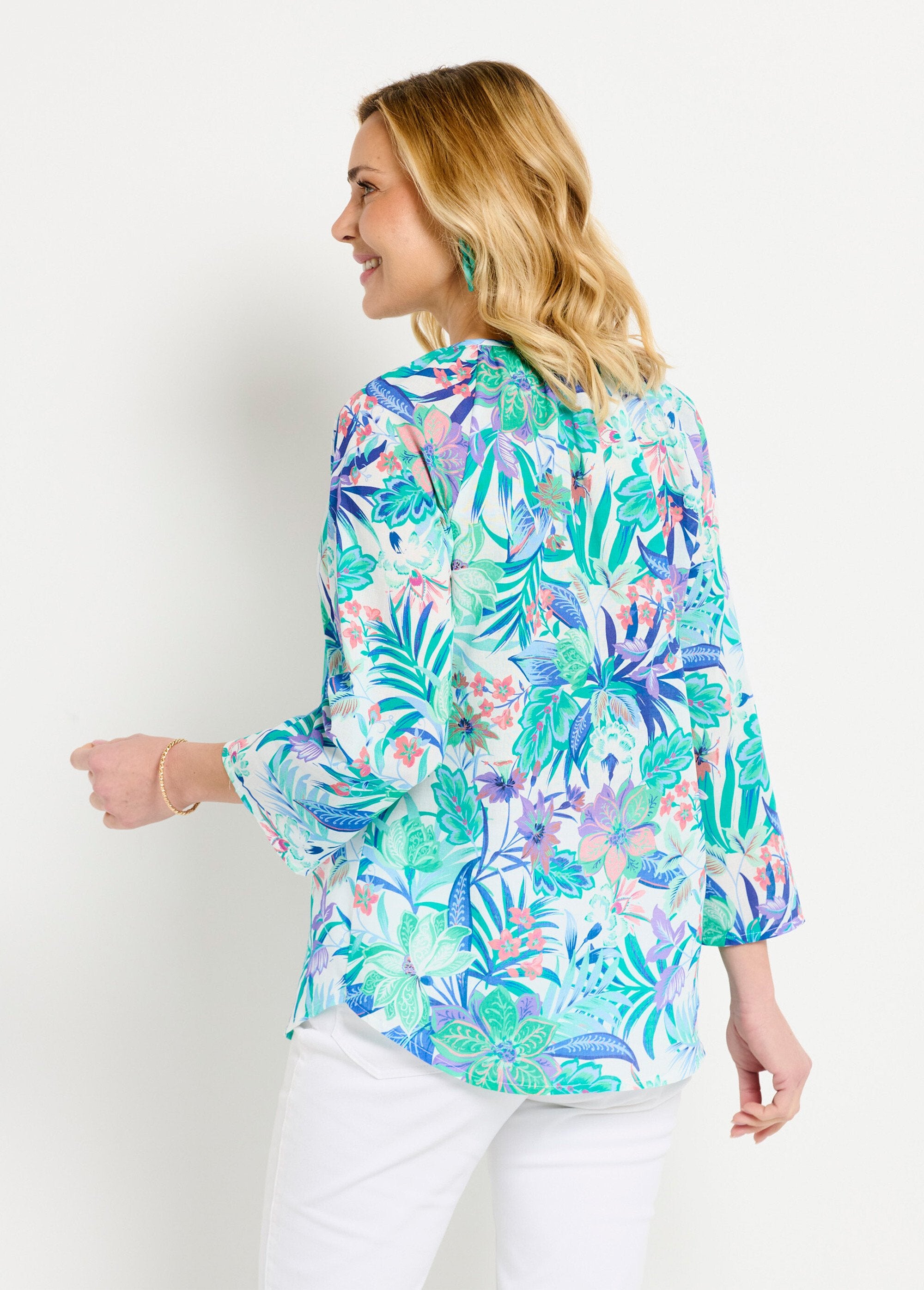 Tunica_in_voile_di_cotone_stampato_dalla_vestibilità_ampia,_maniche_a_3/4_Multicolore_DO1_slim