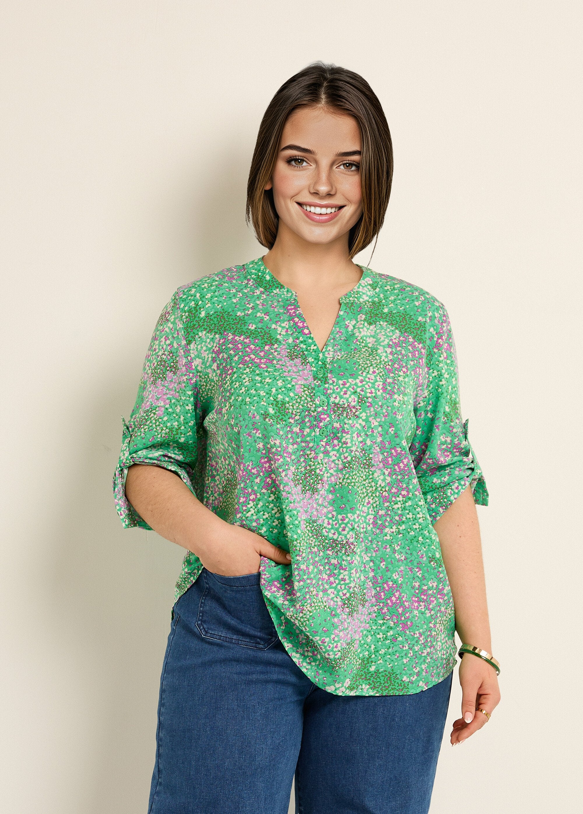 Tunica_con_scollo_a_V_floreale_a_maniche_lunghe_Vert_imprime_FA1_curvy