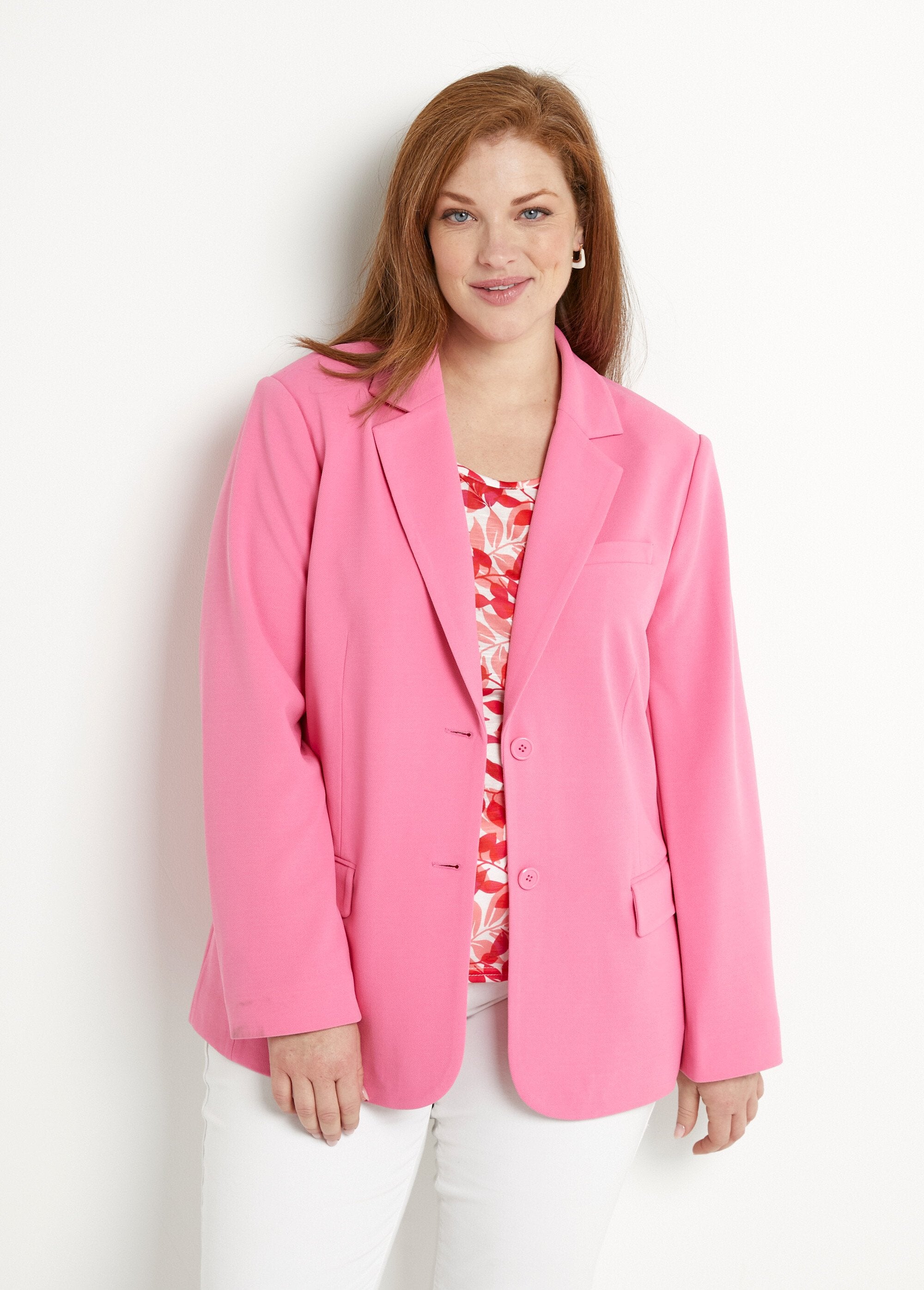 Veste_blazer_coupe_droite_maille_unie_Rose_FA1_curvy